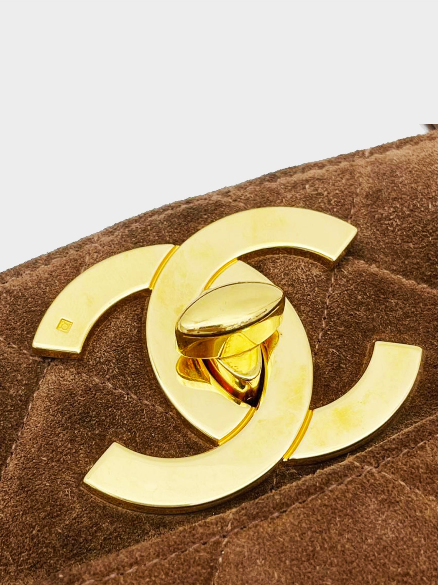 Chanel 1995 Brown Quilted Suede Tote
