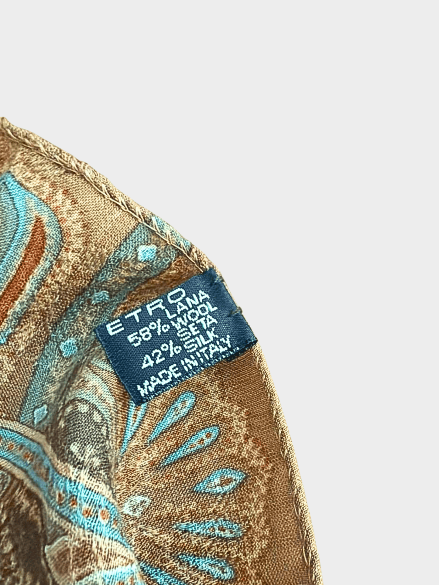 Etro 2000s Blue and Orange Paisley Scarf
