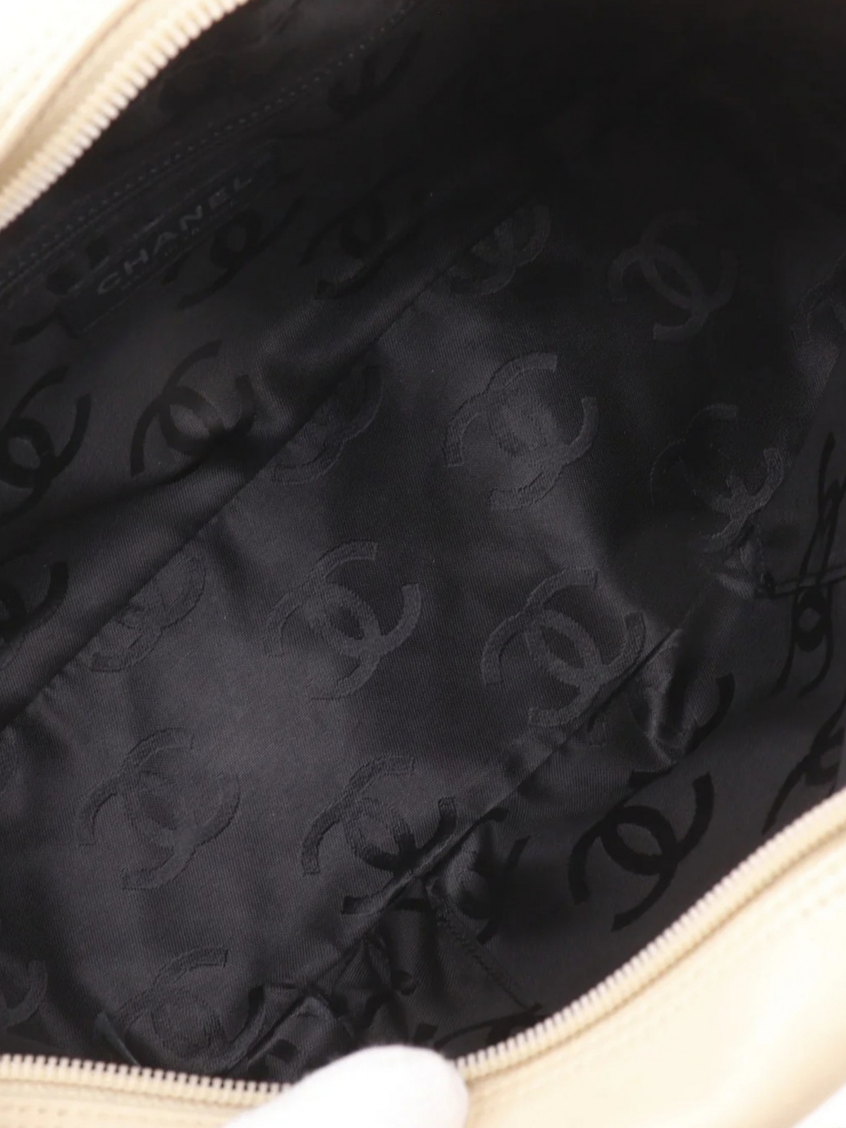Chanel 2000s Black White Cambon Line Bowling Tote Bag