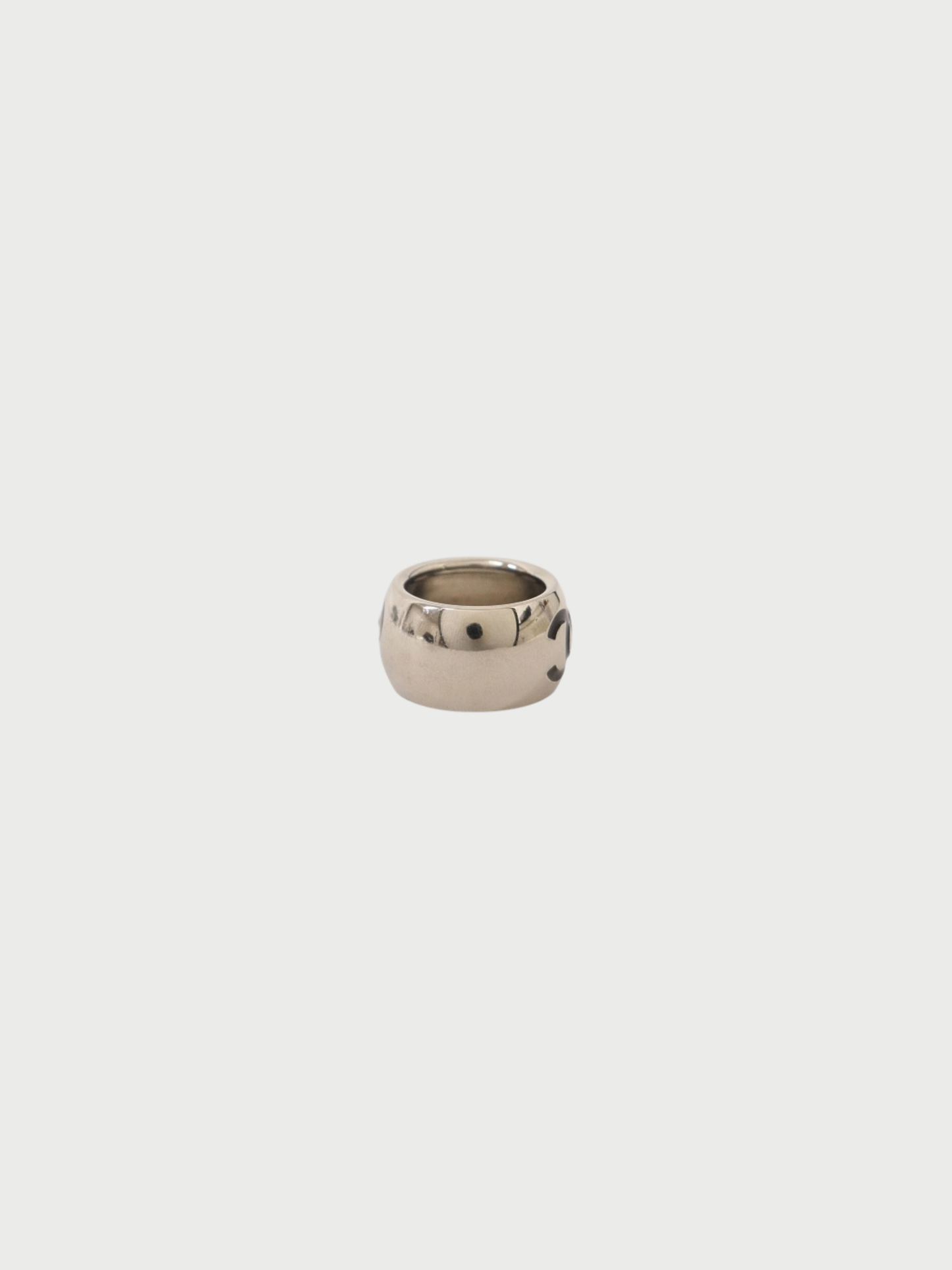 Chanel 2013 Silver Plated Metal COCO Ring