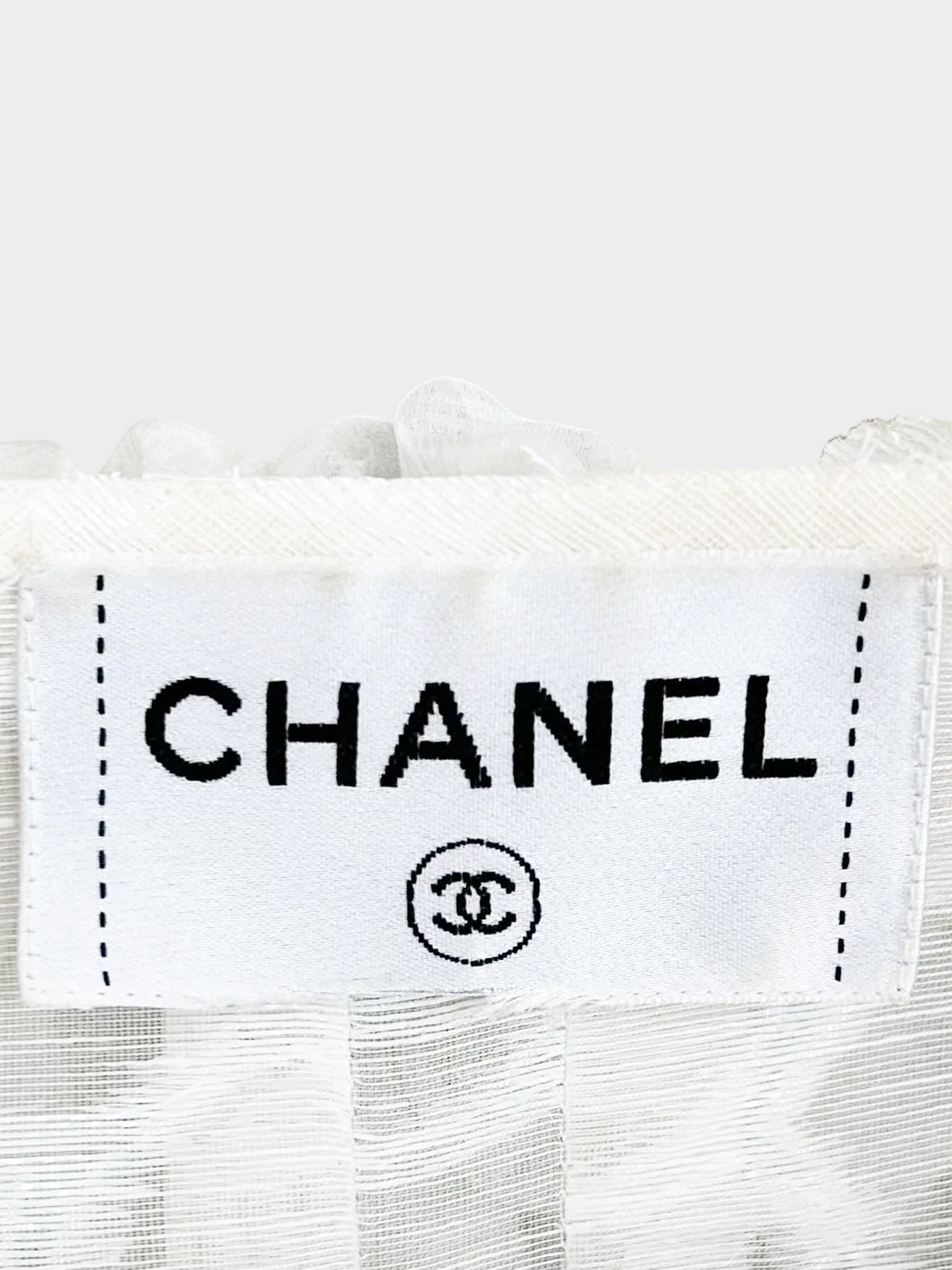 Chanel SS 2010 Ivory White Camellia Ruffled Puff Sleeve Silk Jacket