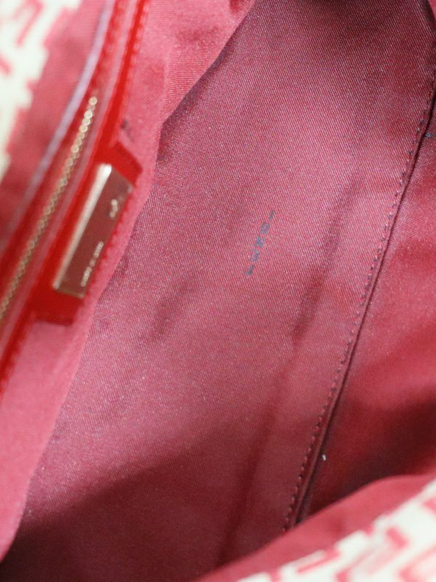 Fendi 2000s Beige and Red Zucchino Baguette Bag