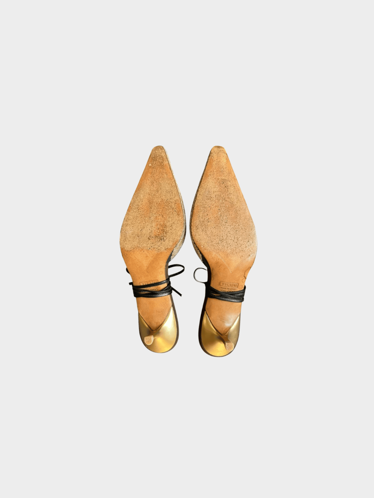 Giuseppe Zanotti 2000s Beaded Wrap Pointed Toe Kitten Heels