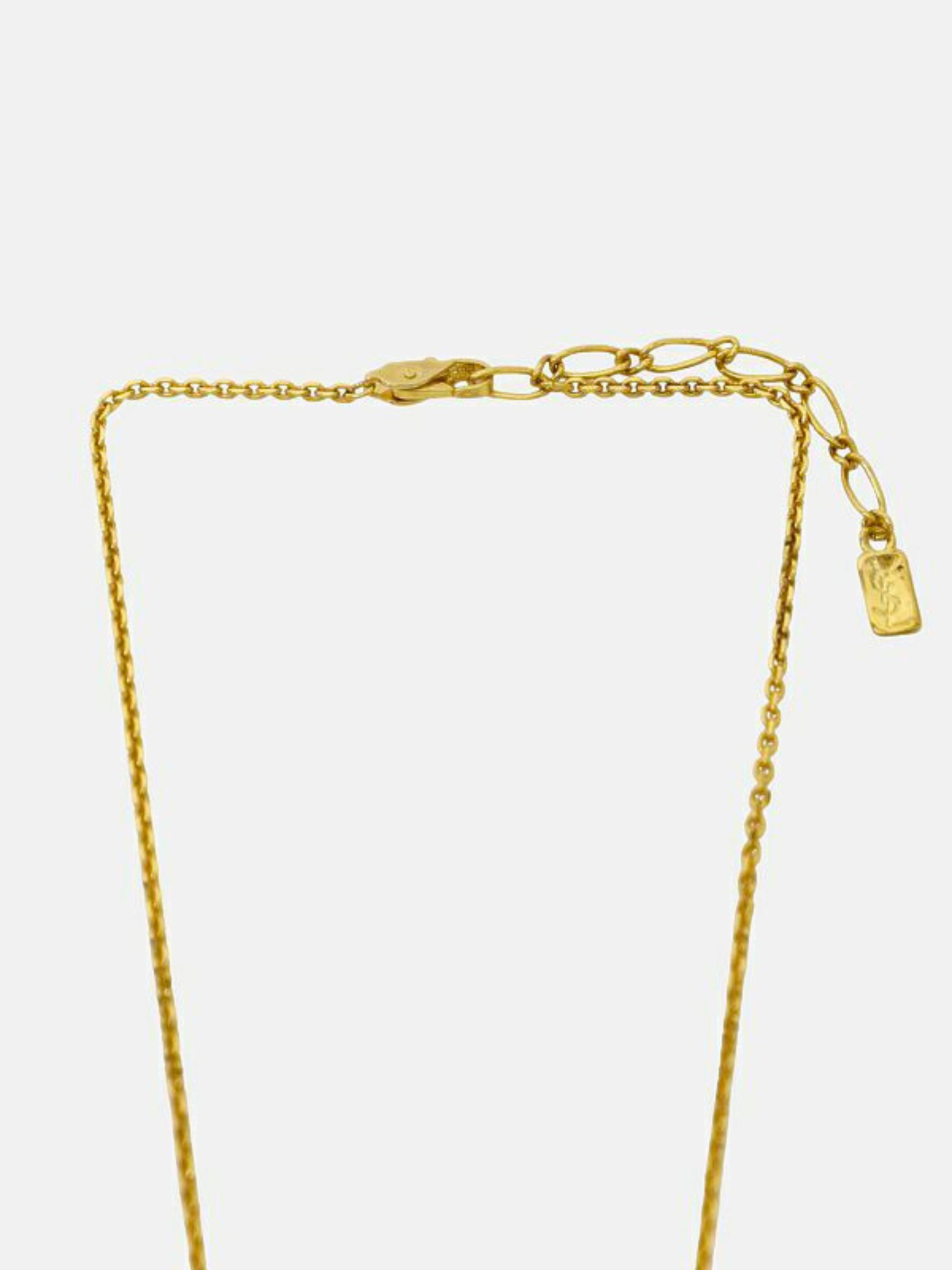 Yves Saint Laurent 2000s Gold Logo Rhinestone Necklace