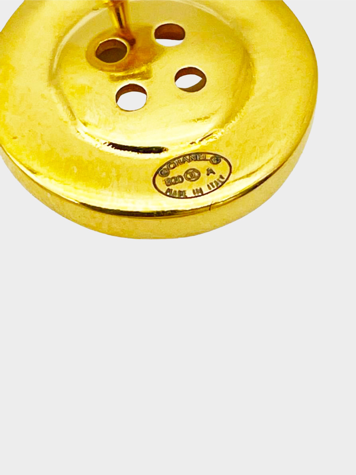 Chanel Fall 2020 Gold Chanel Paris Button Stud Earrings