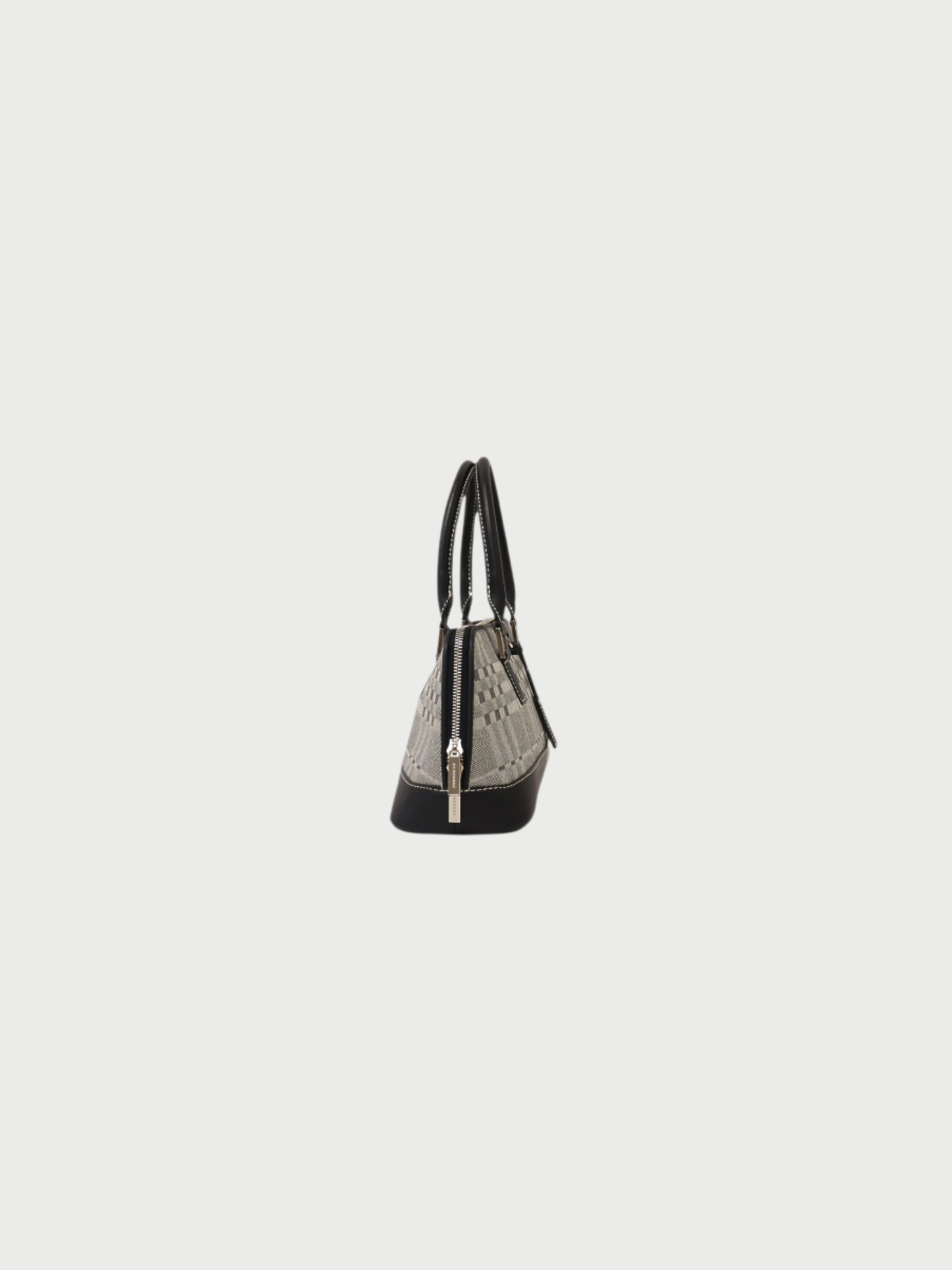 Burberry 2000s Green Black Check Canvas Leather Handbag