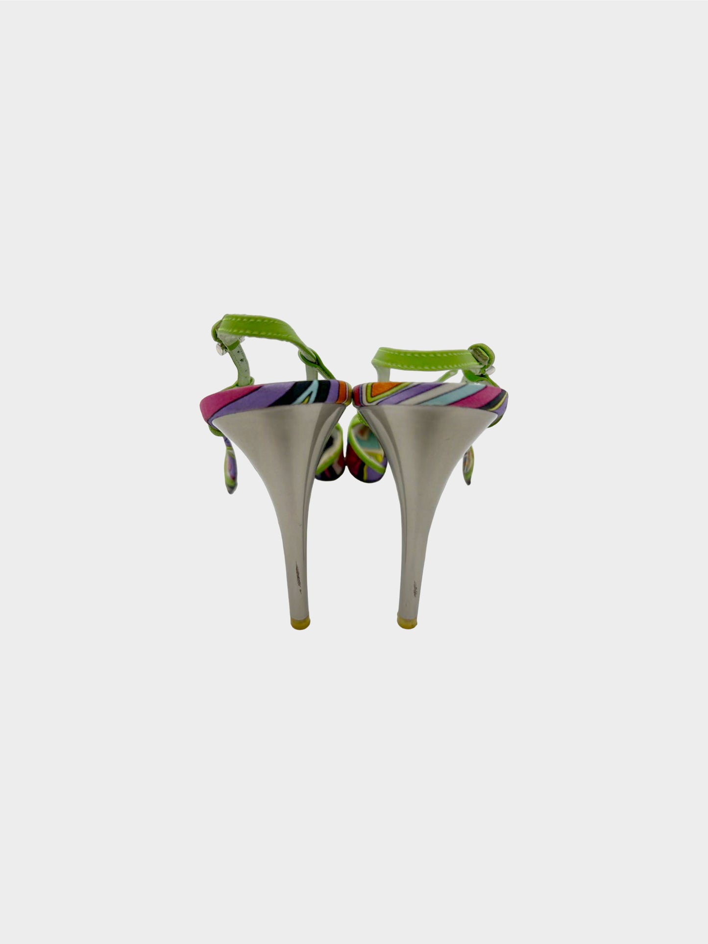 Emilio Pucci 2000s Satin Printed Slingback Heels