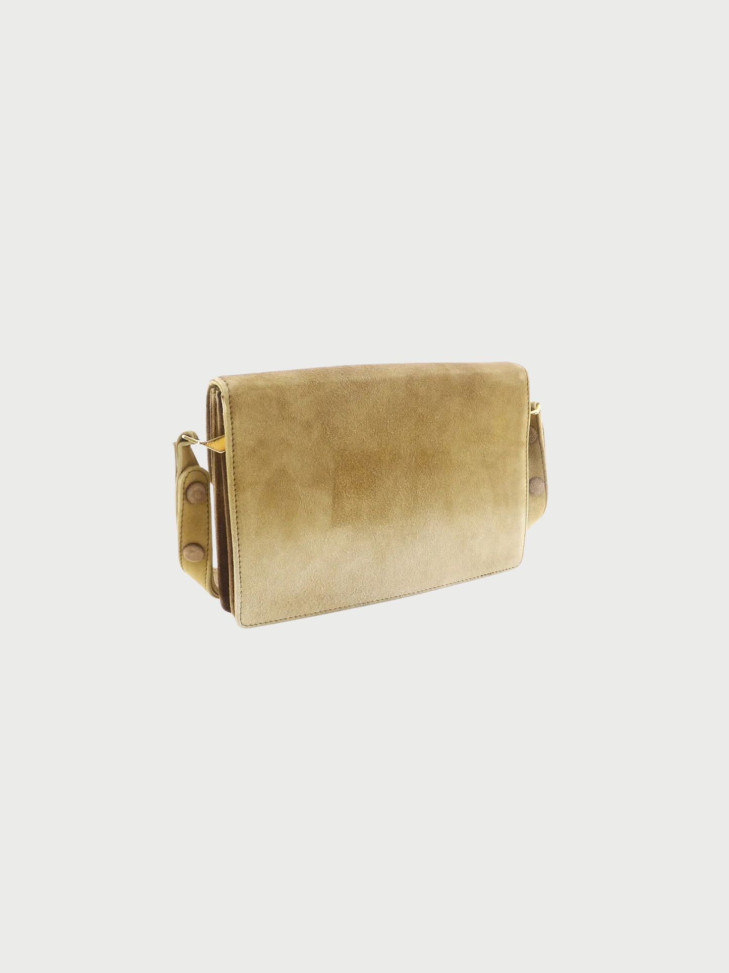Fendi 2000s Beige Suede Classic Flap Shoulder Bag