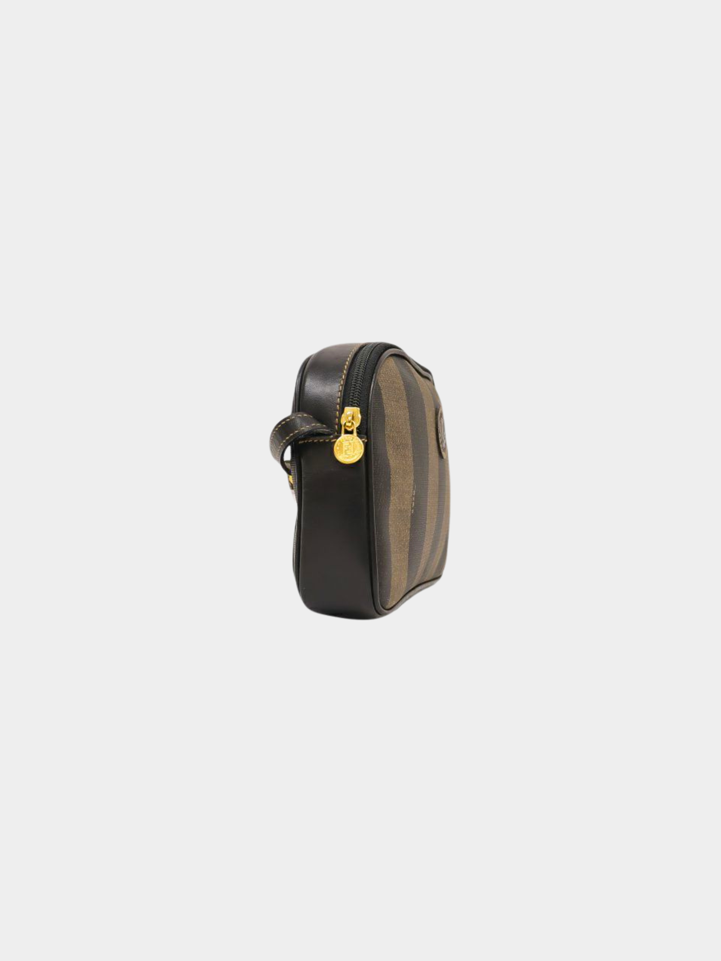 Fendi 1990s Khaki Black Pequin PVC Shoulder Bag