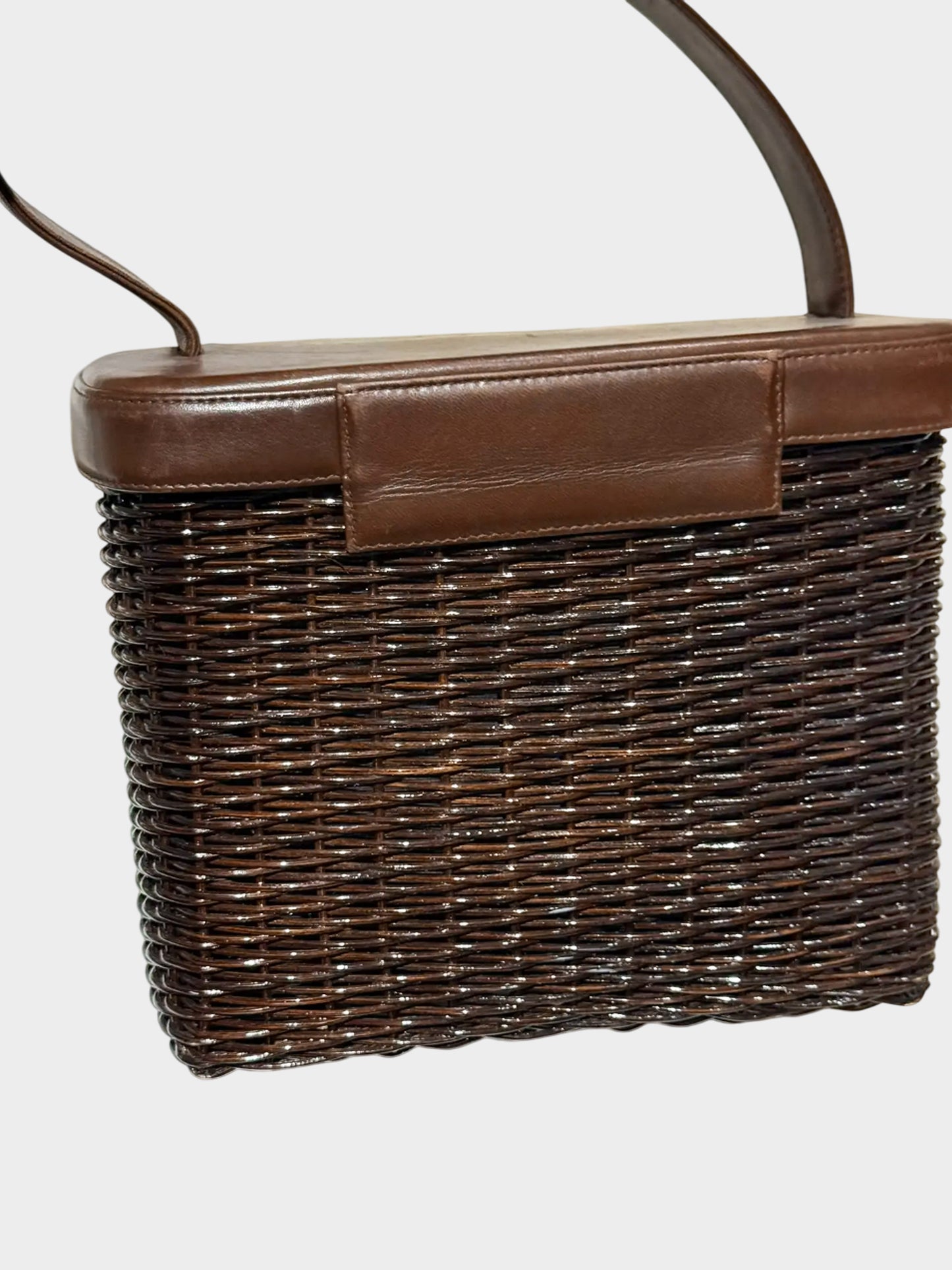 Chanel 1997-1999 Brown Wicker Top Handle Bag