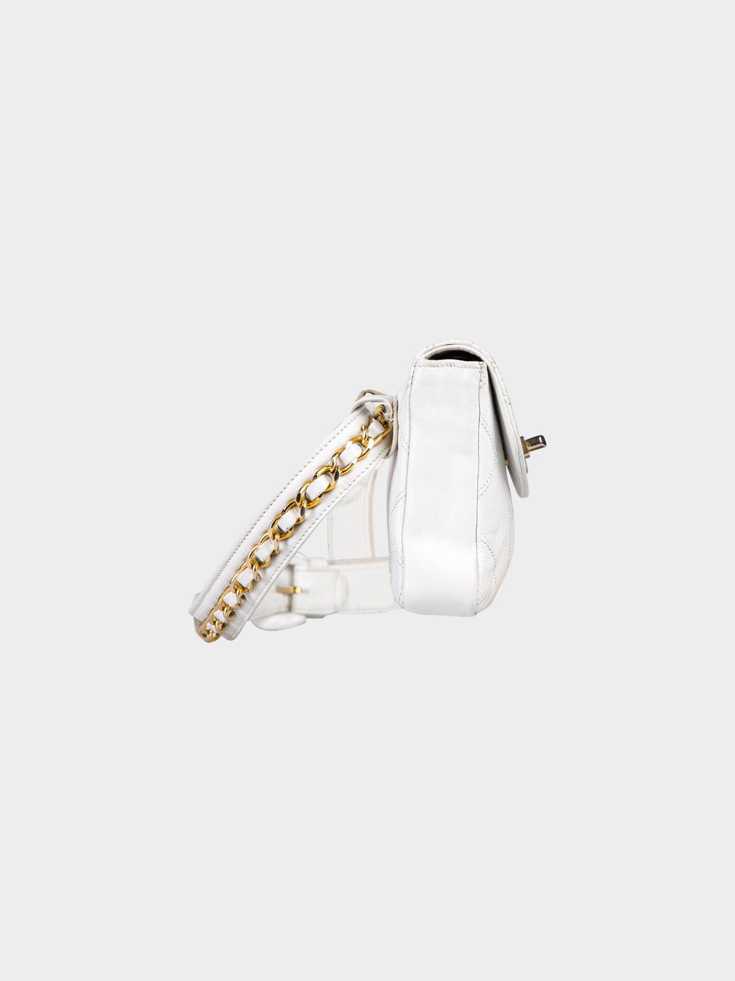 Chanel 1990s White Vintage Belt Flap Bag