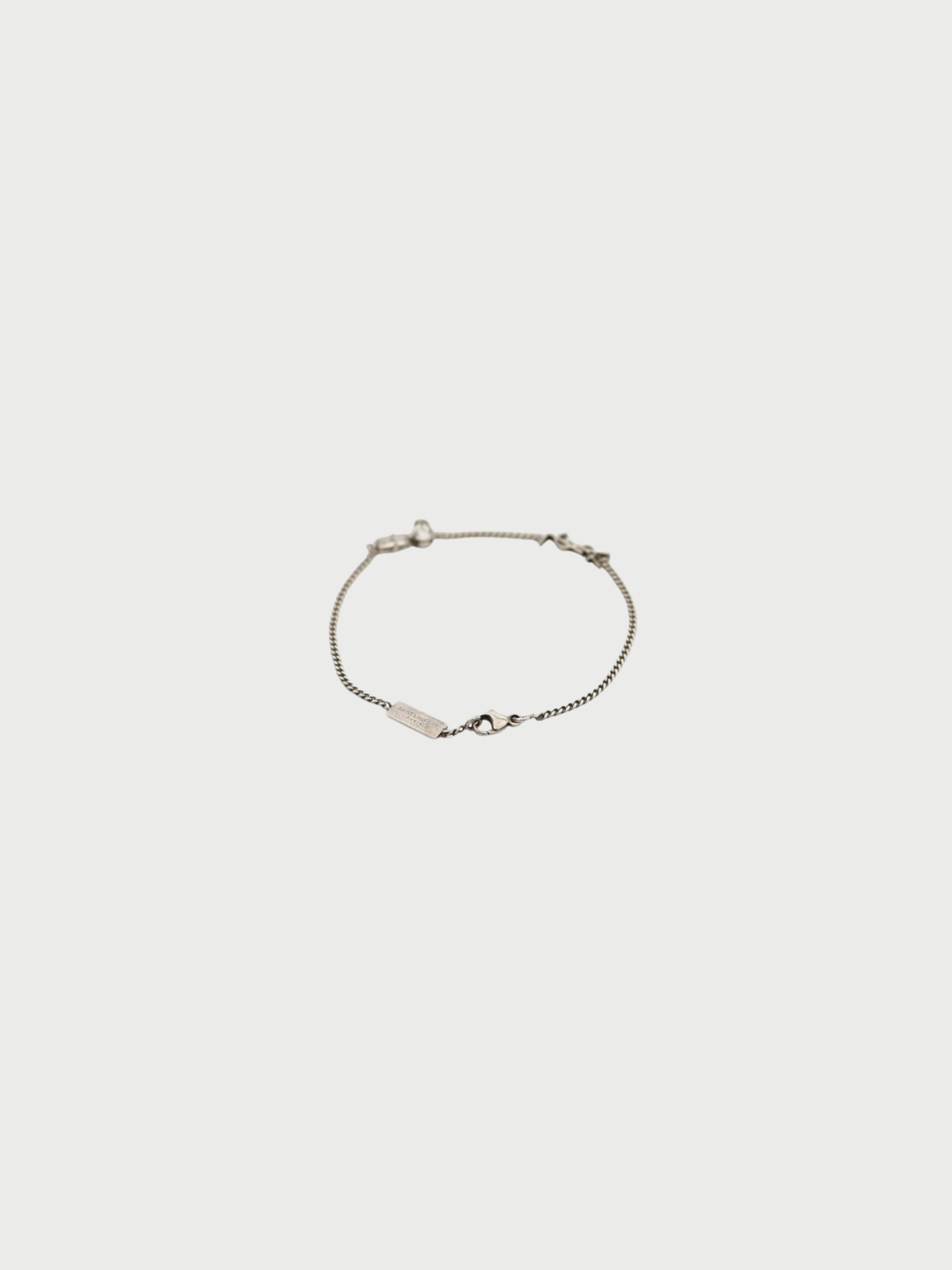 Yves Saint Laurent 2020s Silver Plated Metal Rhinestone Cassandra Bracelet