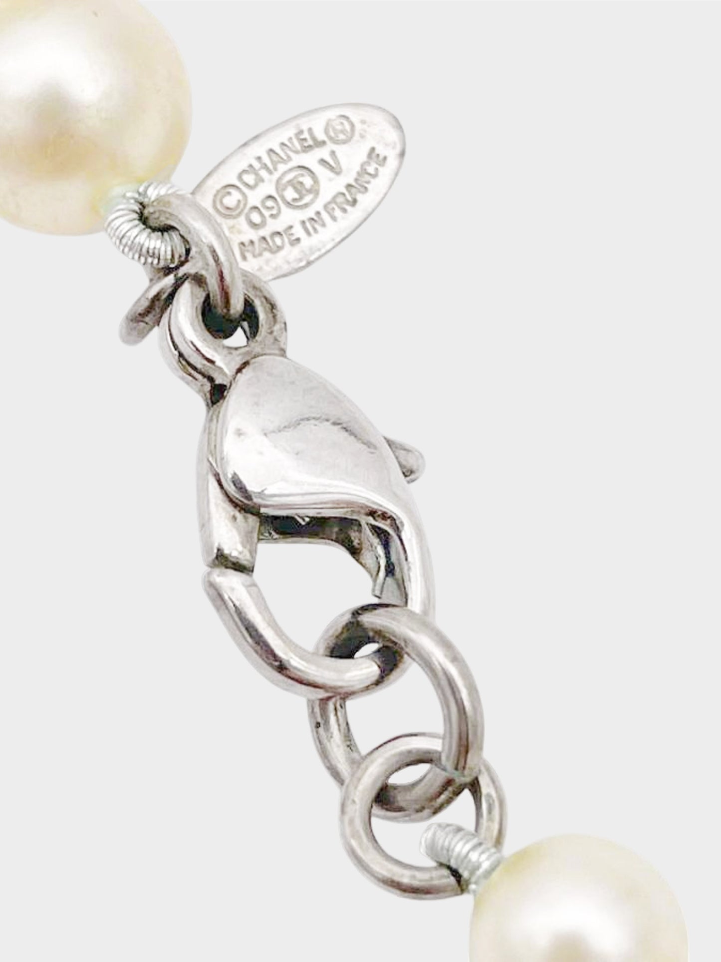 Chanel 2009 Long Pearl CC Necklace