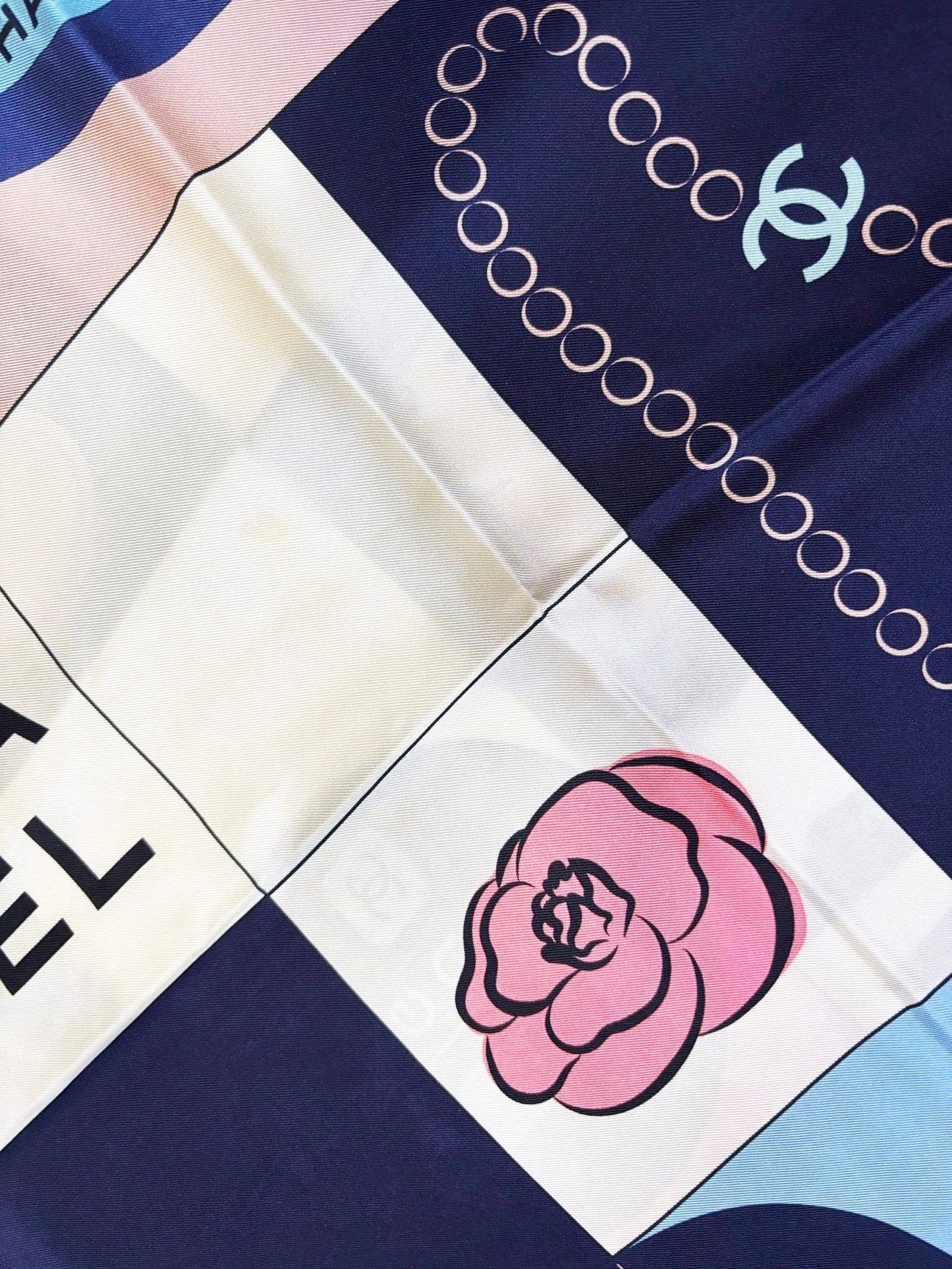 Chanel 2000s Rue Cambon Timeless CC Check Print Silk Scarf