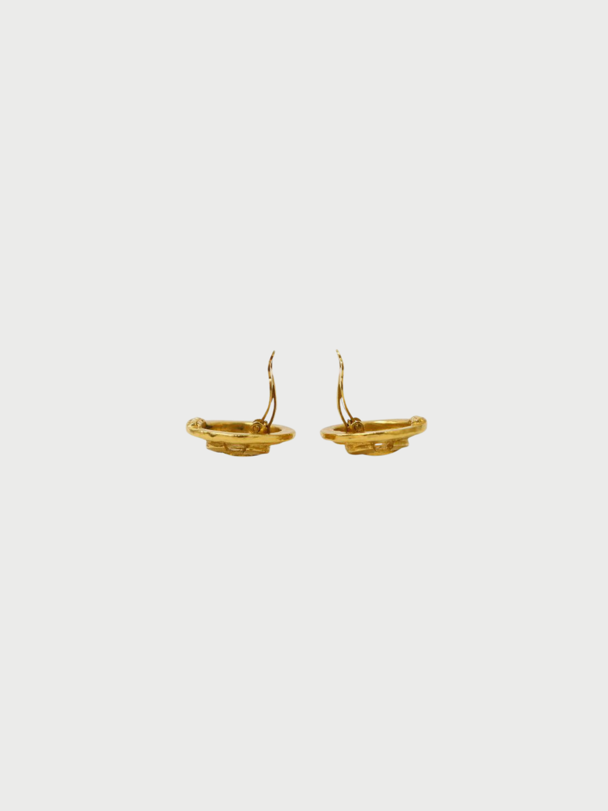 Chanel 2000s Gold Plated Metal COCO Round Earrings
