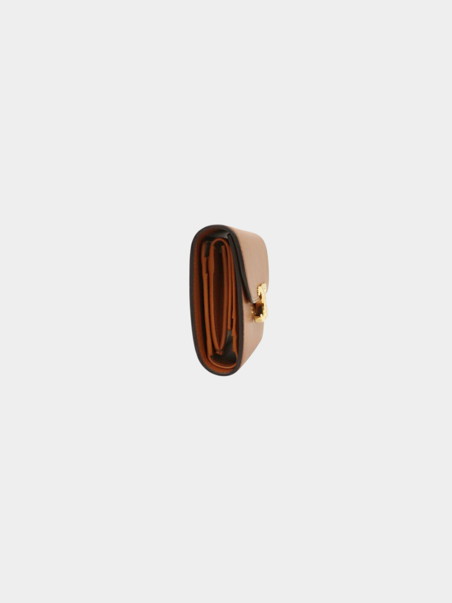 Celine 2010s Brown Leather Small Flap Triomphe Wallet