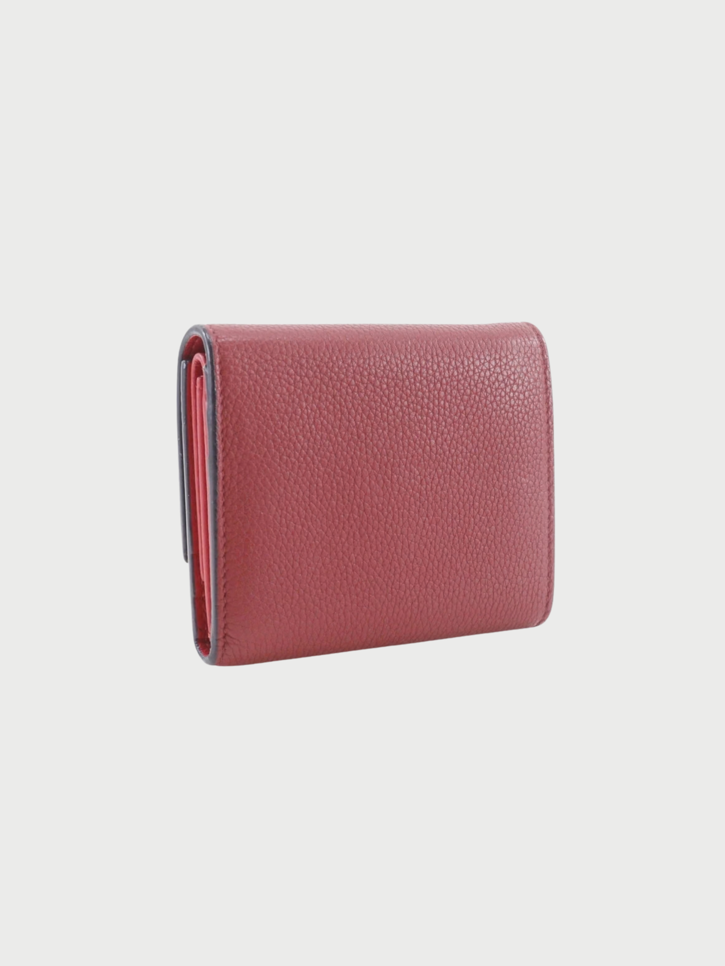 Celine 2010s Red Leather Small Folded Multifunction Tri-Fold Wallet