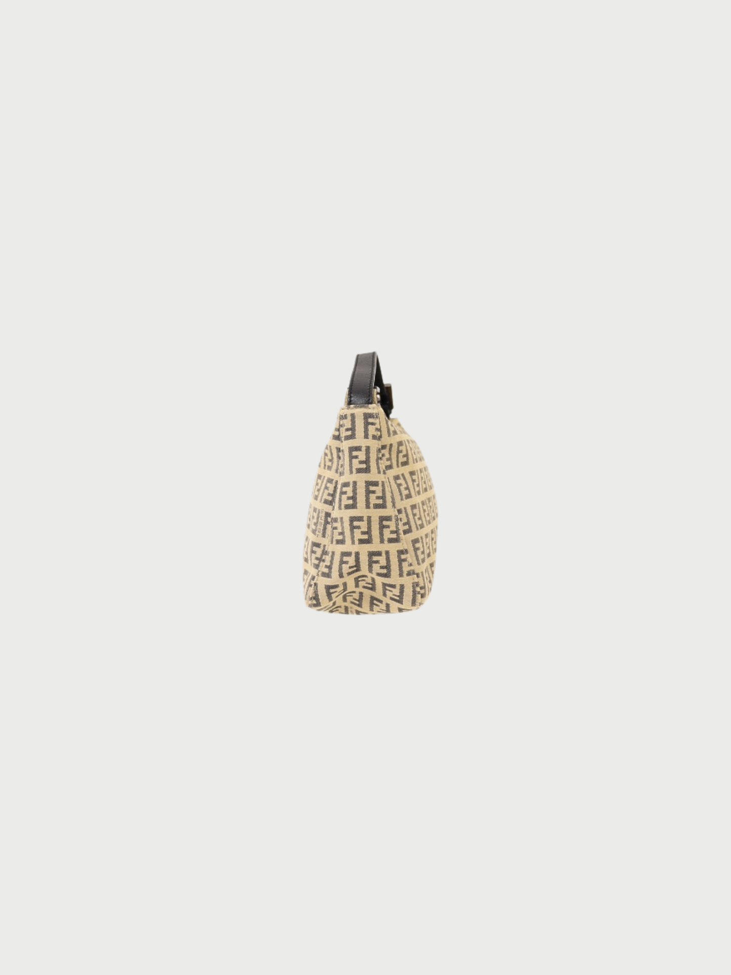 Fendi 2000s Beige Black Zucca Canvas Leather Mini Handbag