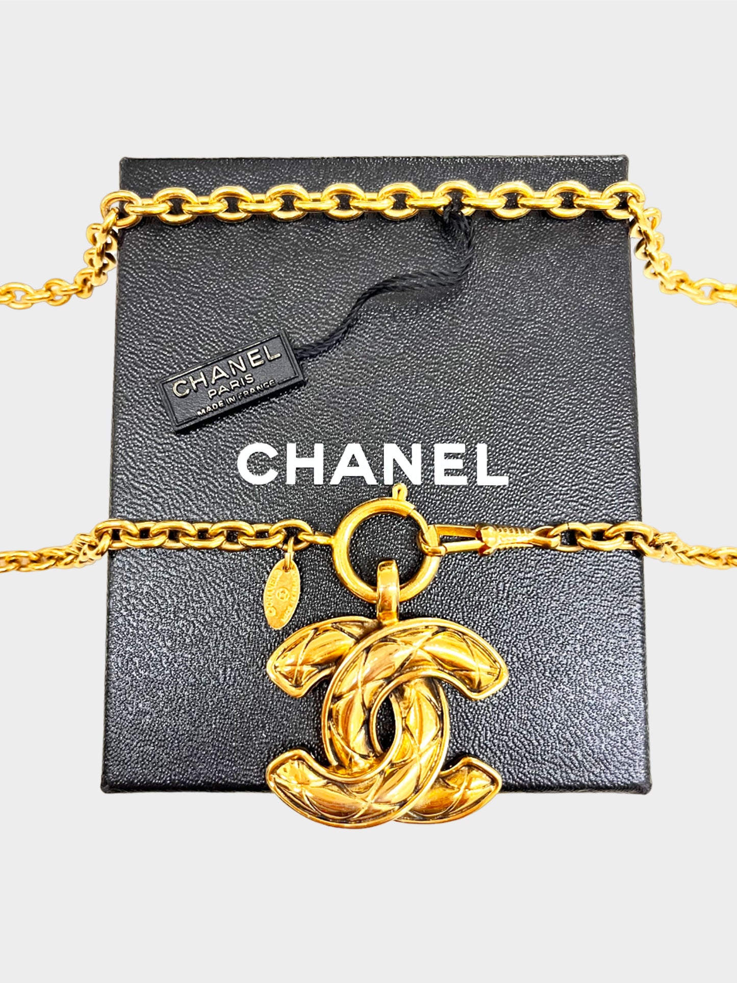 Chanel 1990s Gold Quilted CC Necklace