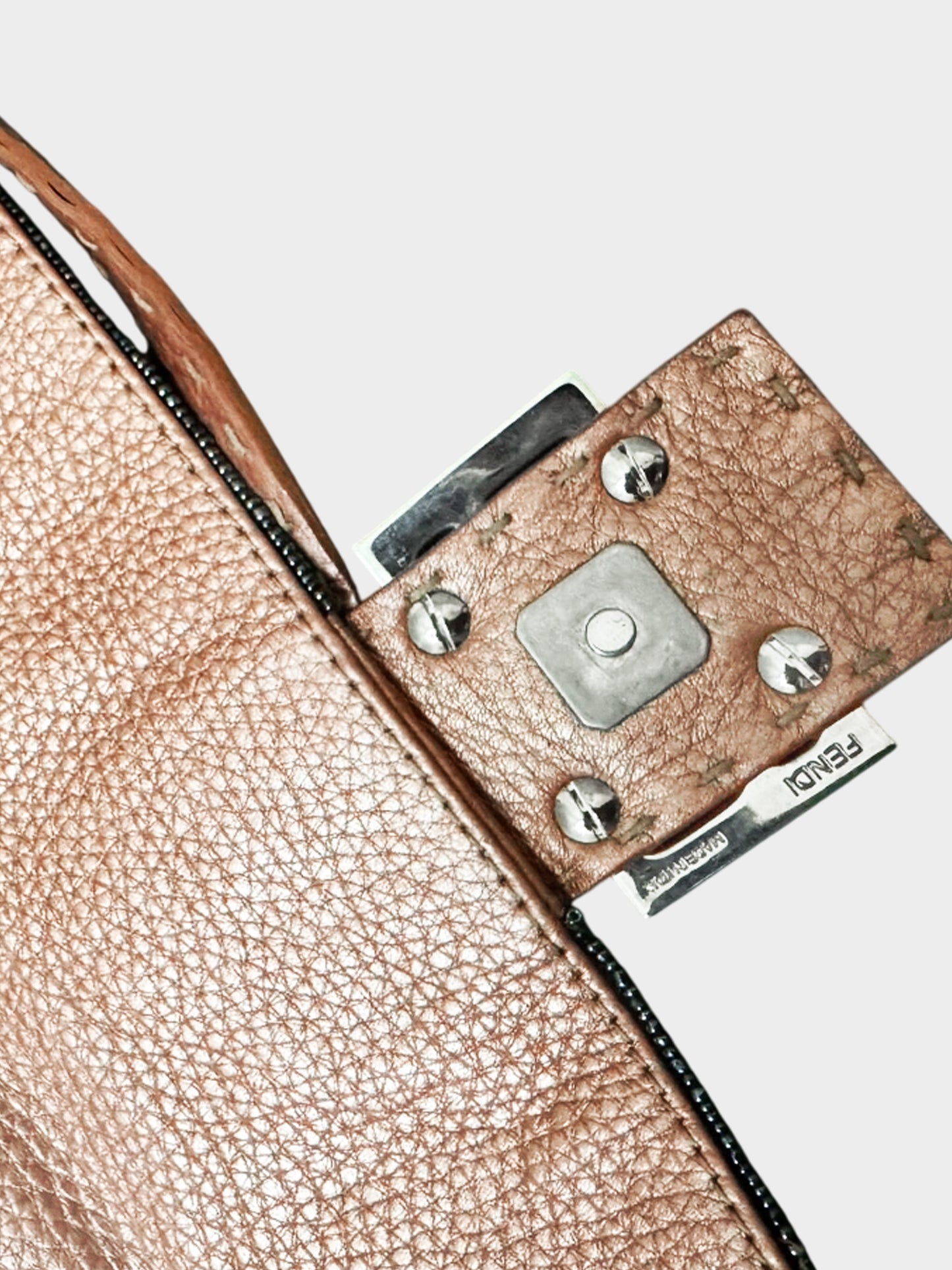 Fendi 2000s Beads and Sequins Pink Leather Selleria Baguette Bag