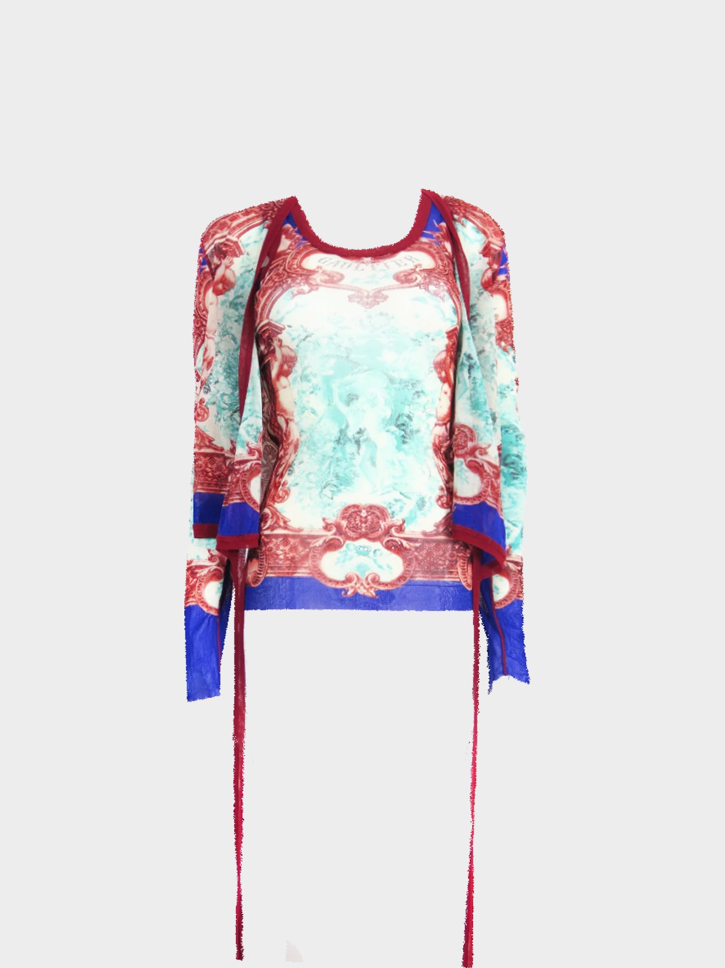 Jean Paul Gaultier 2007 Cherub Print Tank and Wrap Up Top Set