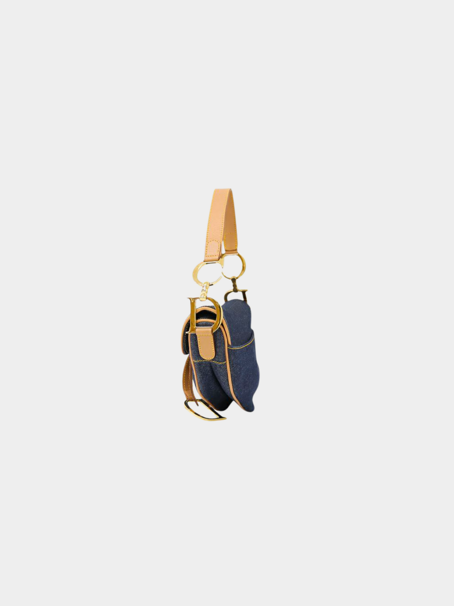 Christian Dior 2000s Navy Beige Denim Saddle Bag