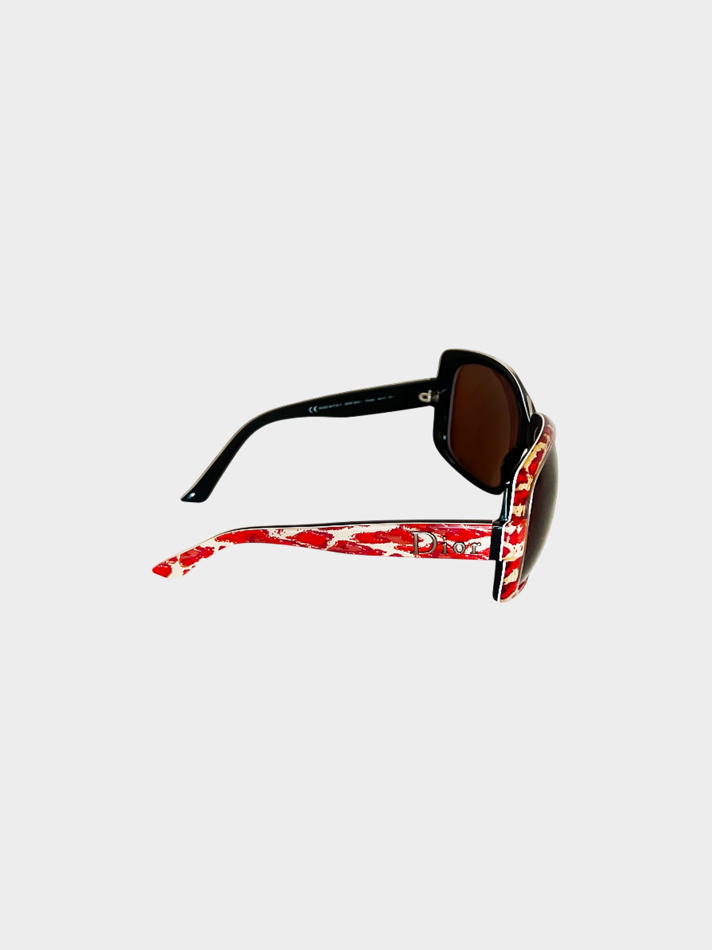 Christian Dior 2000s Red Abstract Print Sonnenbrille Sunglasses