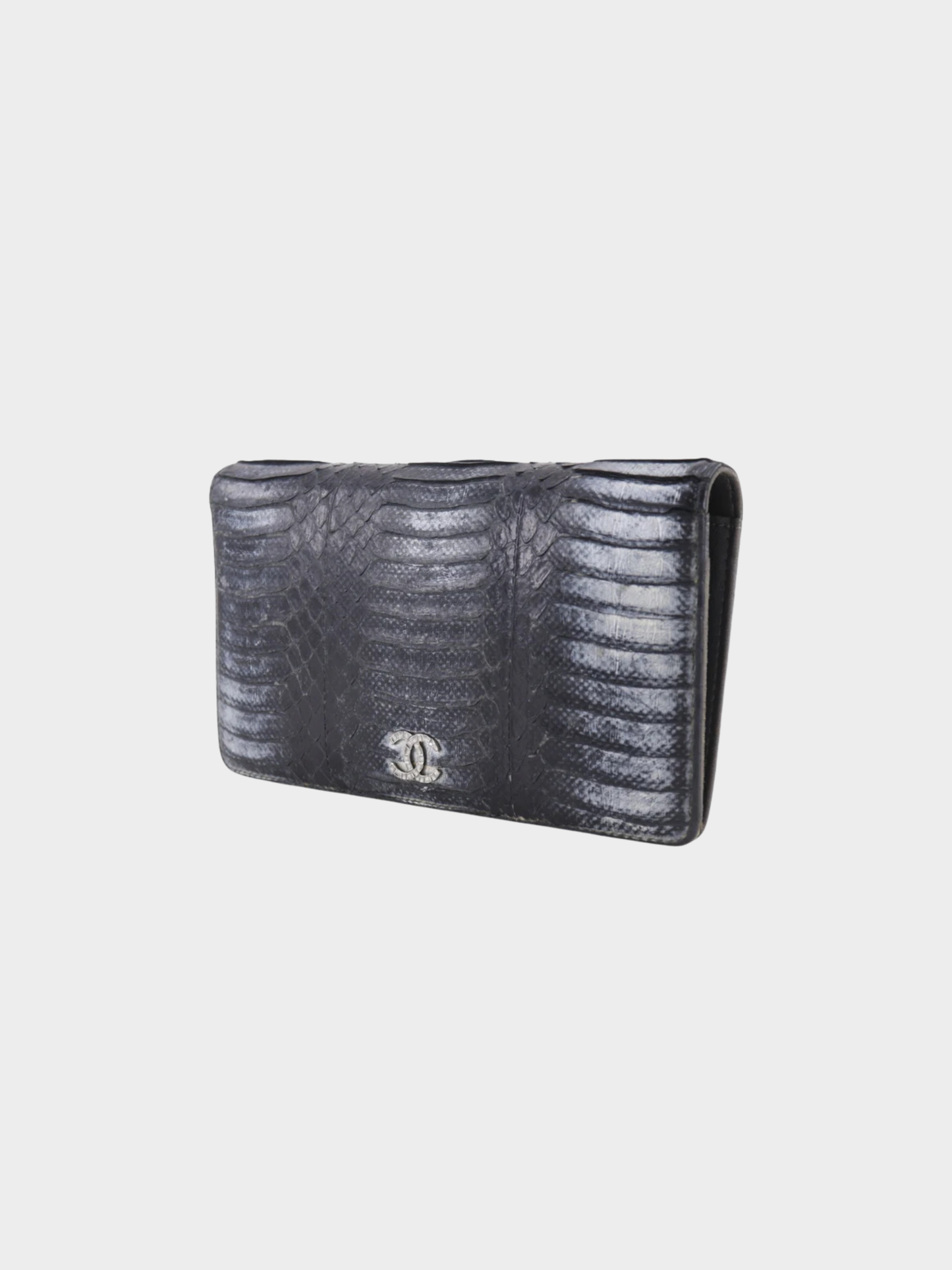 Chanel 2010s Gray Python COCO Mark Wallet