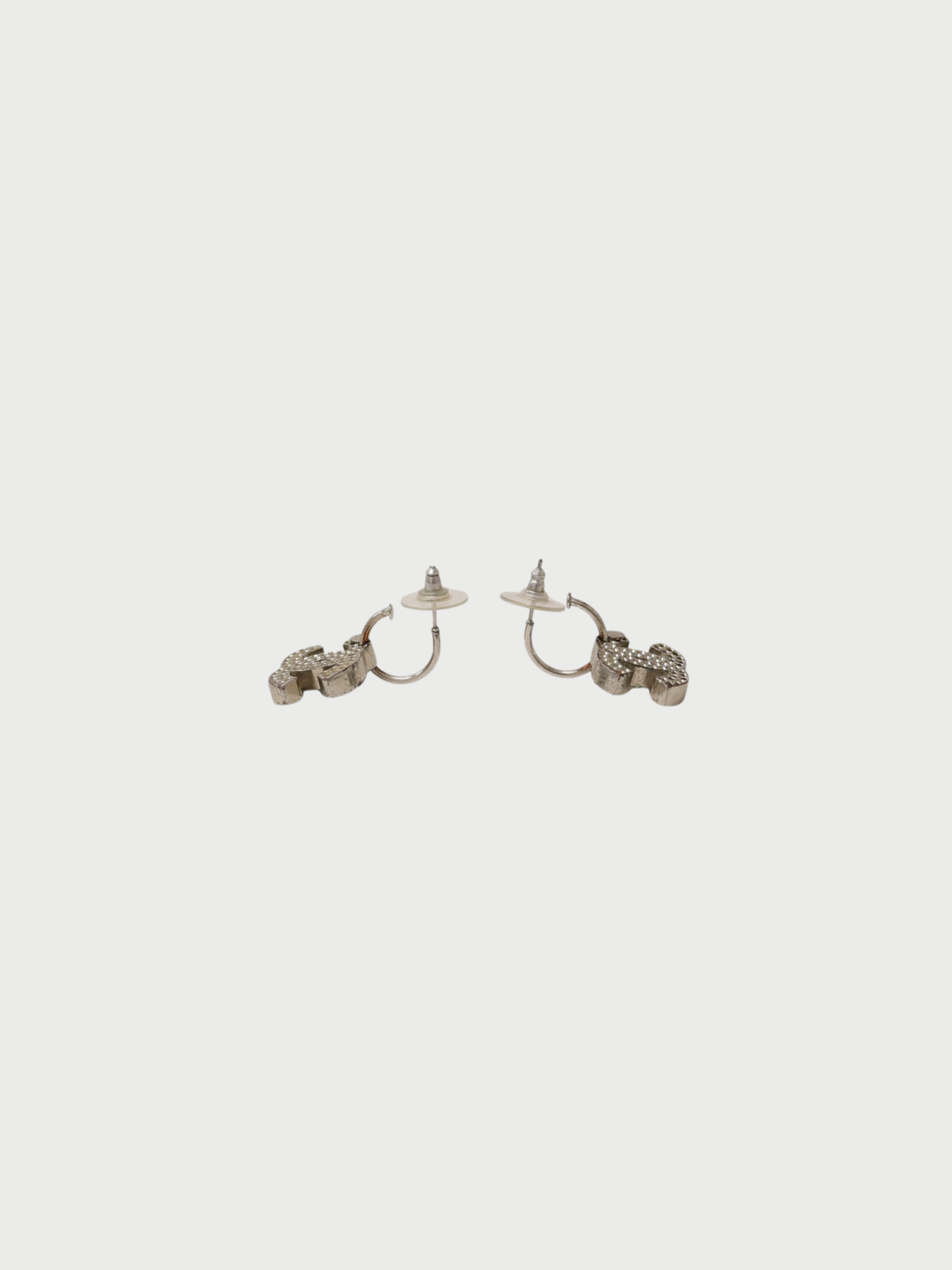 Chanel 2003 Silver Plated Metal Coco Punching Earrings