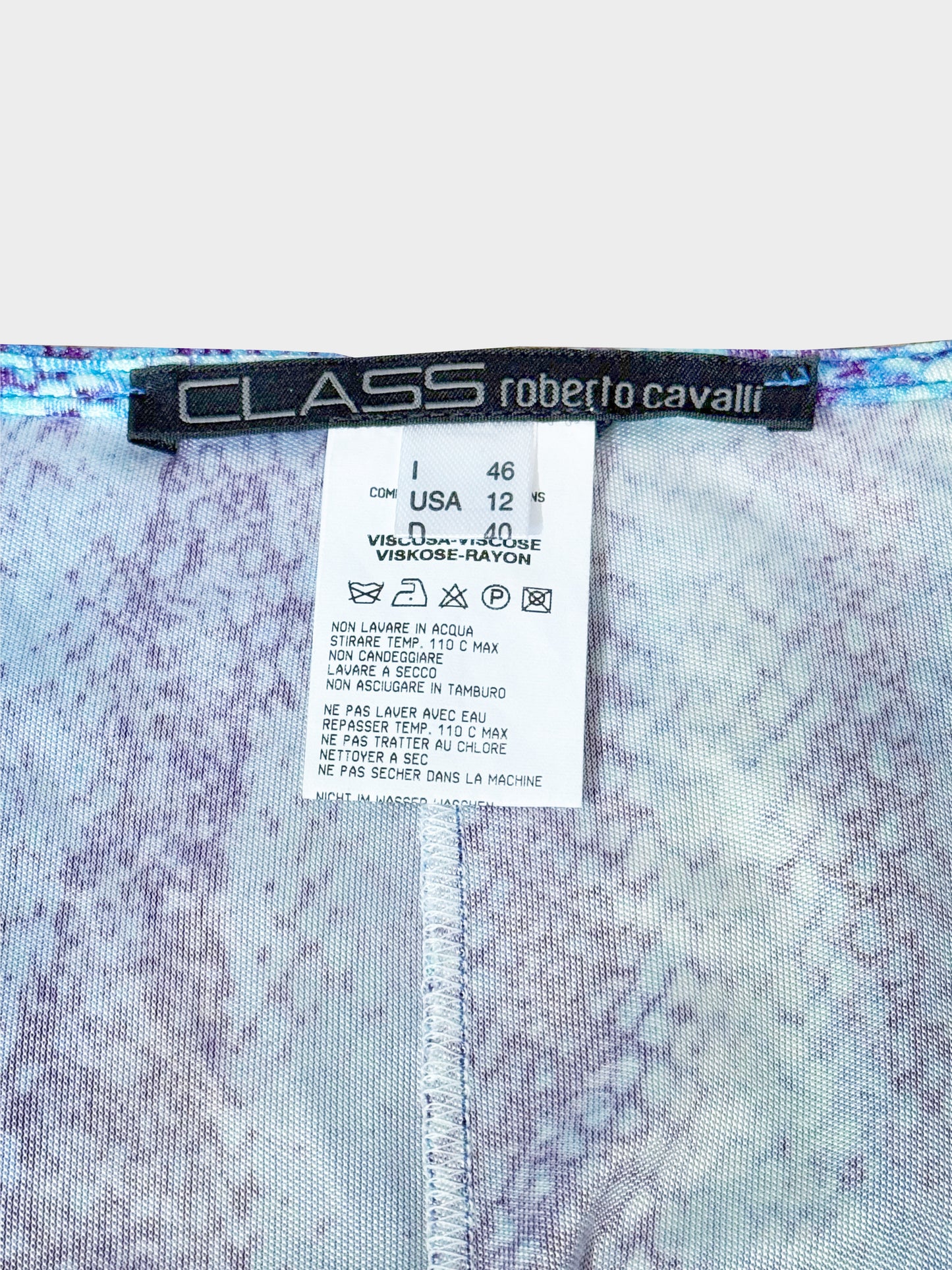 Roberto Cavalli 2000s Blue and Purple Snakeskin Print Skirt