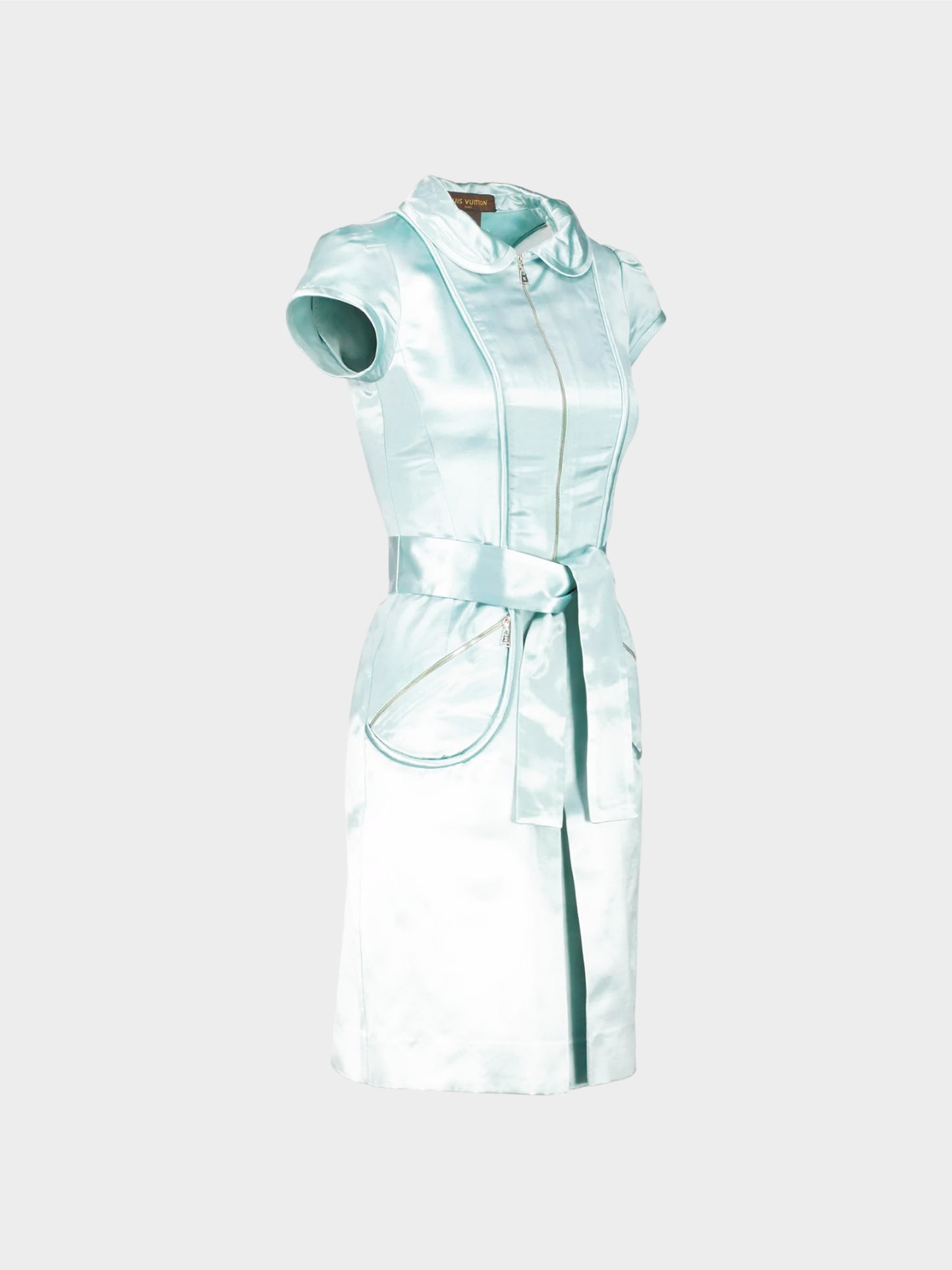 Louis Vuitton by Marc Jacobs SS 2003 Sky Blue Satin Mid-Length Dress