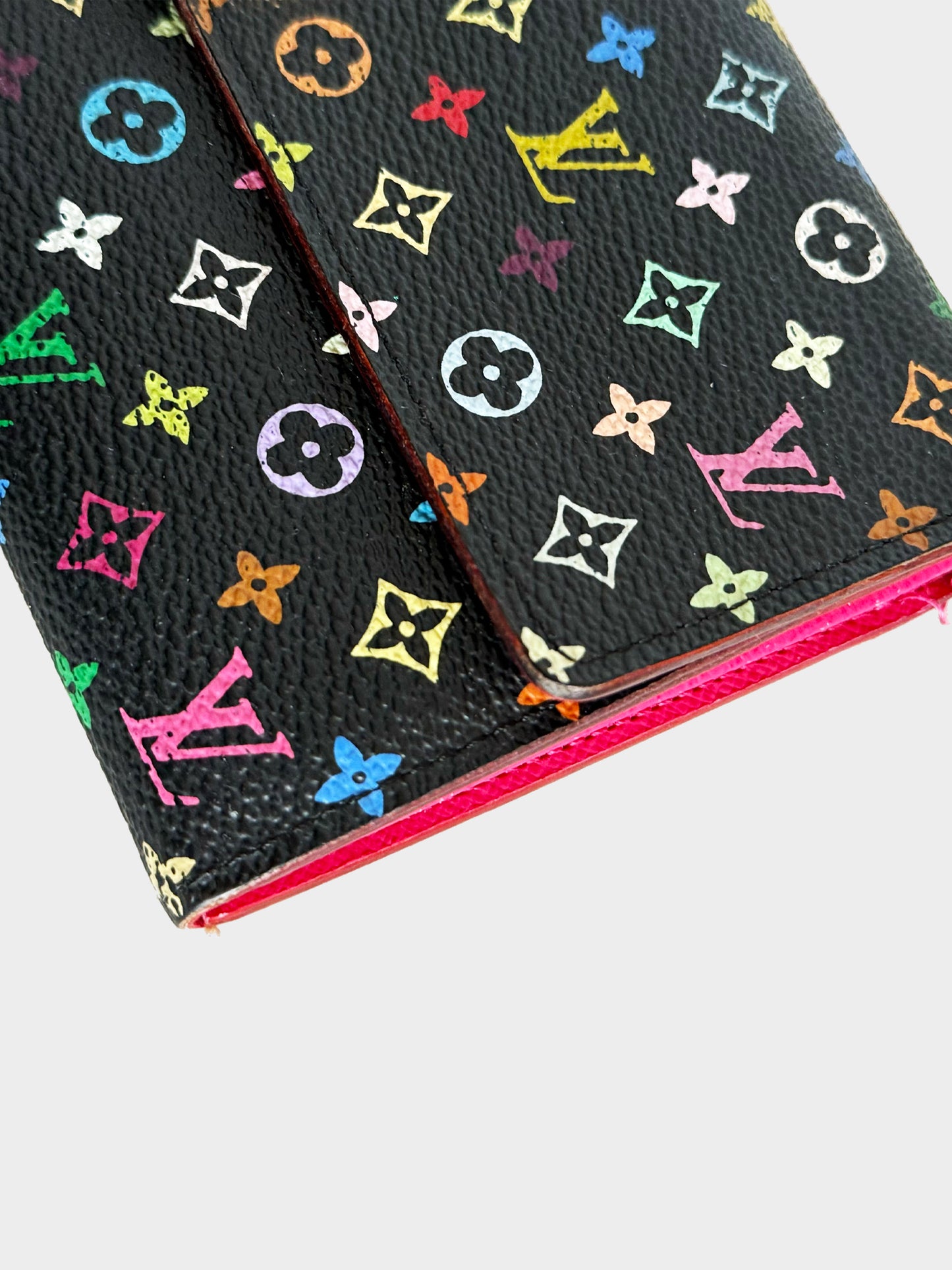 Louis Vuitton Early 2010s Black and Multicolor Murakami Long Wallet