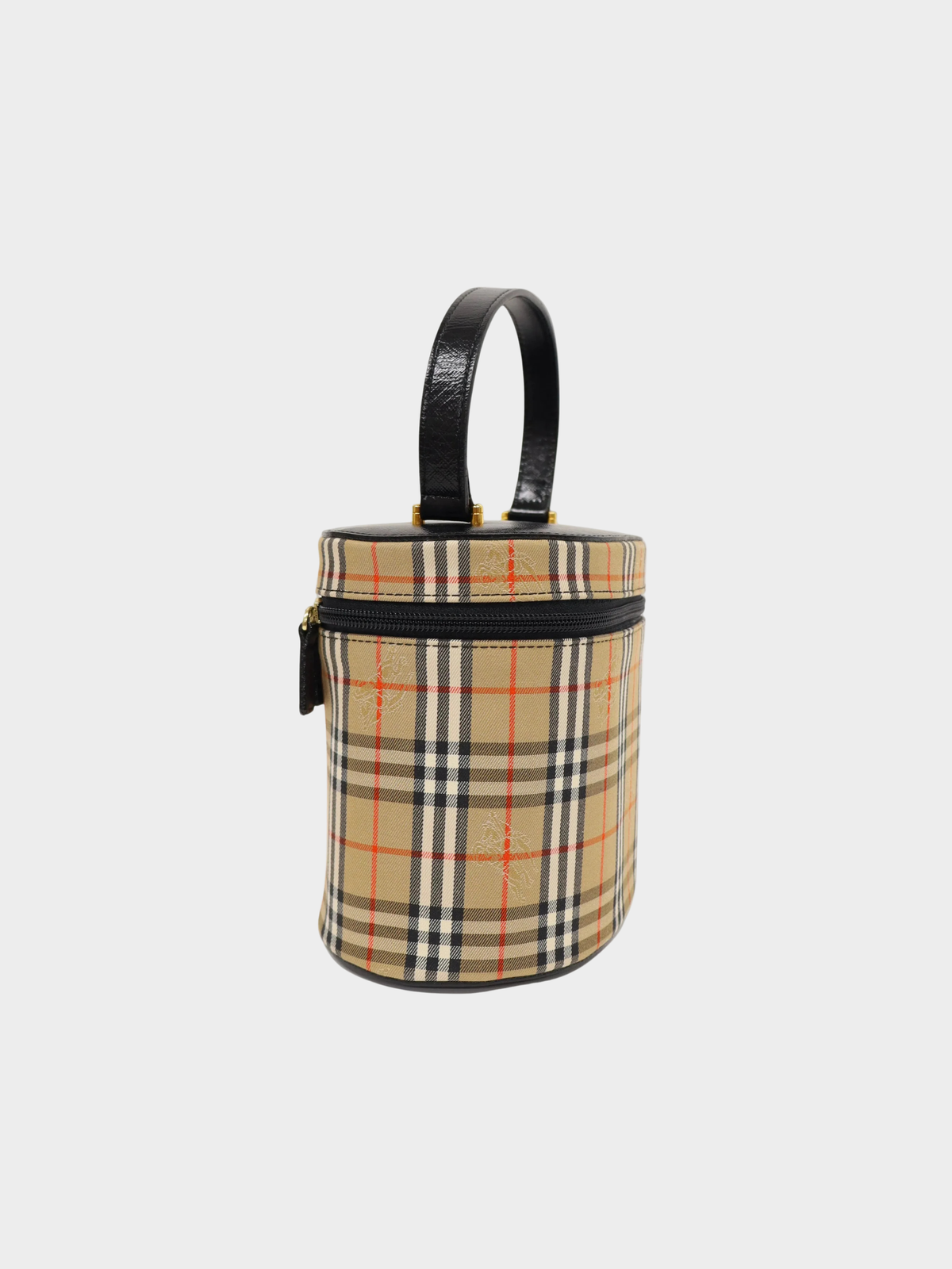 Burberry 2000s Beige Black Check Canvas Vanity Bag
