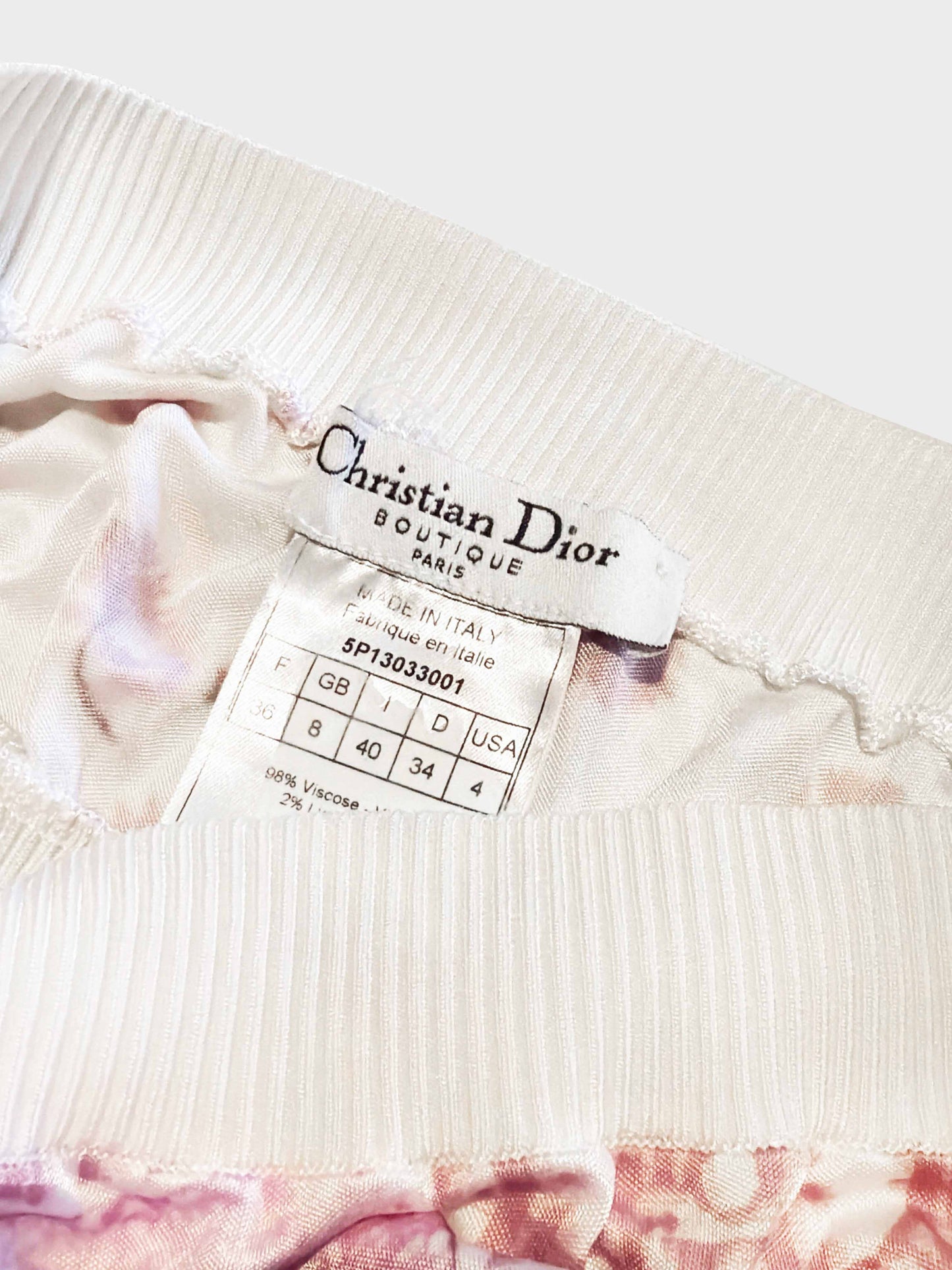 Christian Dior by John Galliano 2005 Pink and White Cherry Blossom Monogram Print Mini Skirt