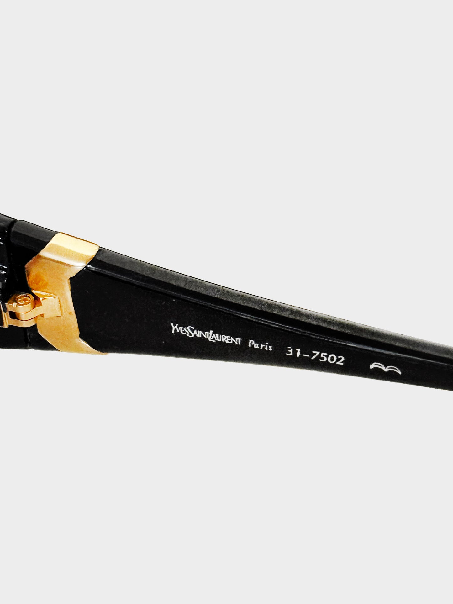 Yves Saint Laurent 2000s Black and Gold Oval Sunglasses