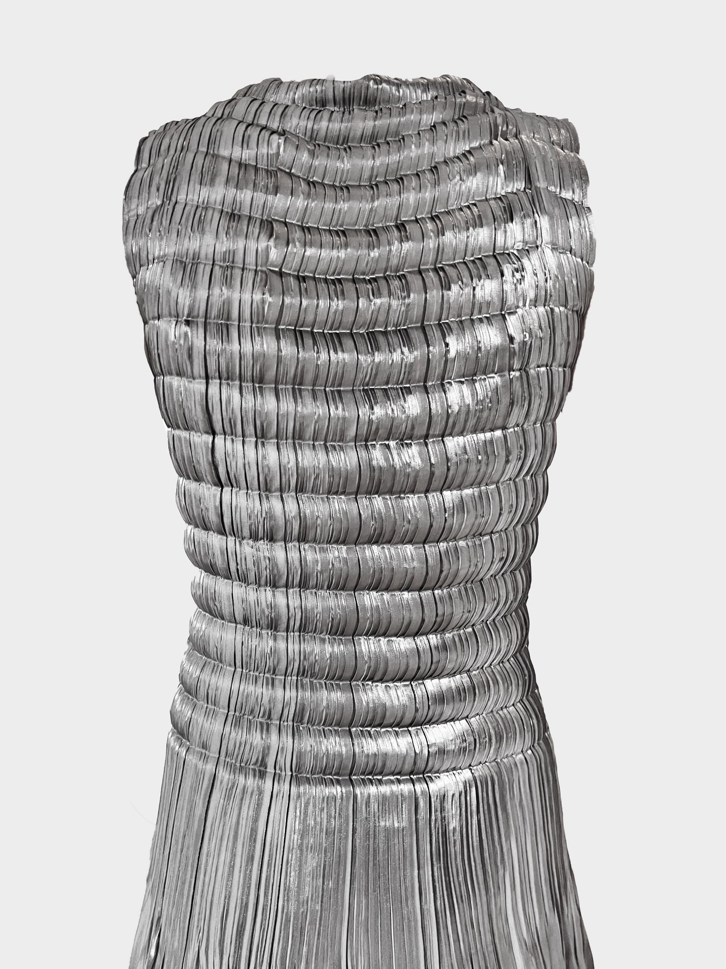Issey Miyake SS 2003 Metallic Silver Double Pleated Dress