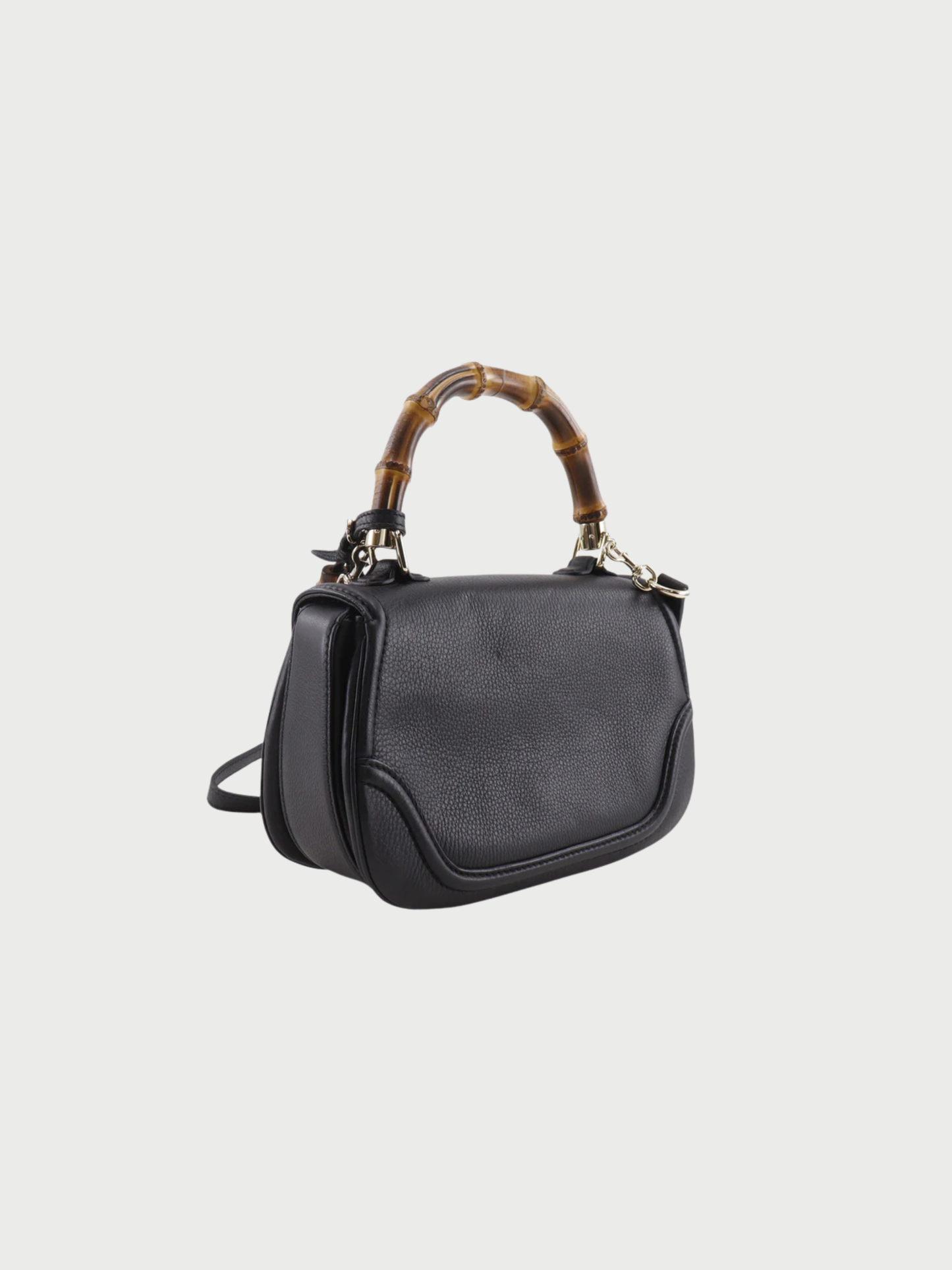 Gucci 2010s Black Calfskin Bamboo 2-Way Handbag