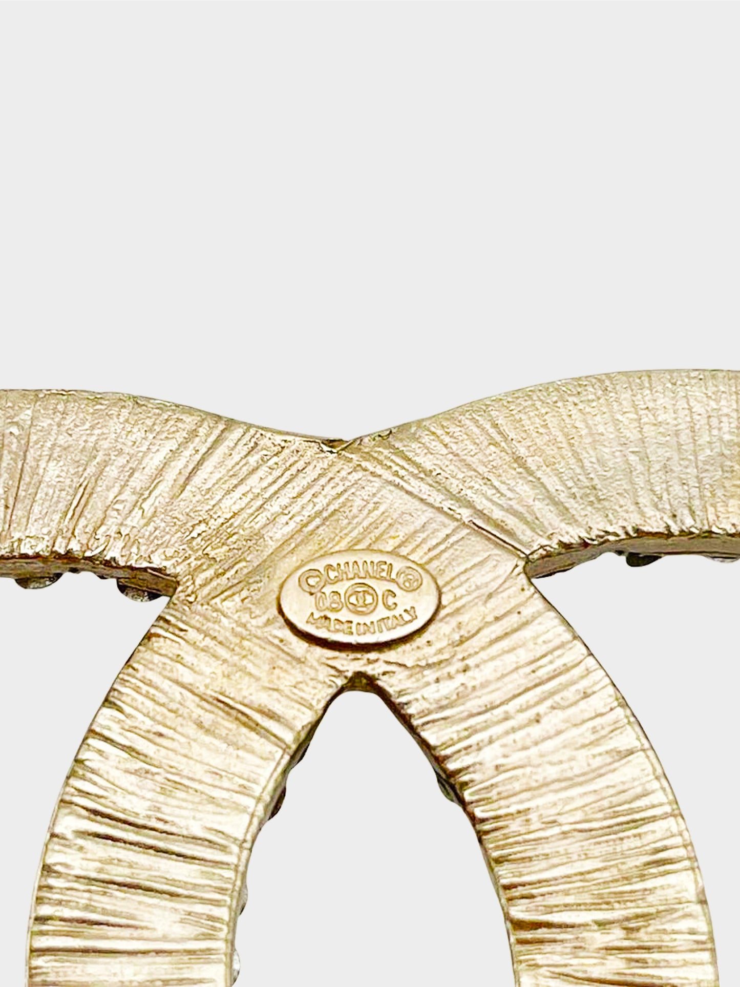 Chanel 2008 Champagne Gold CC Turquoise Studded Rhinestone Brooch