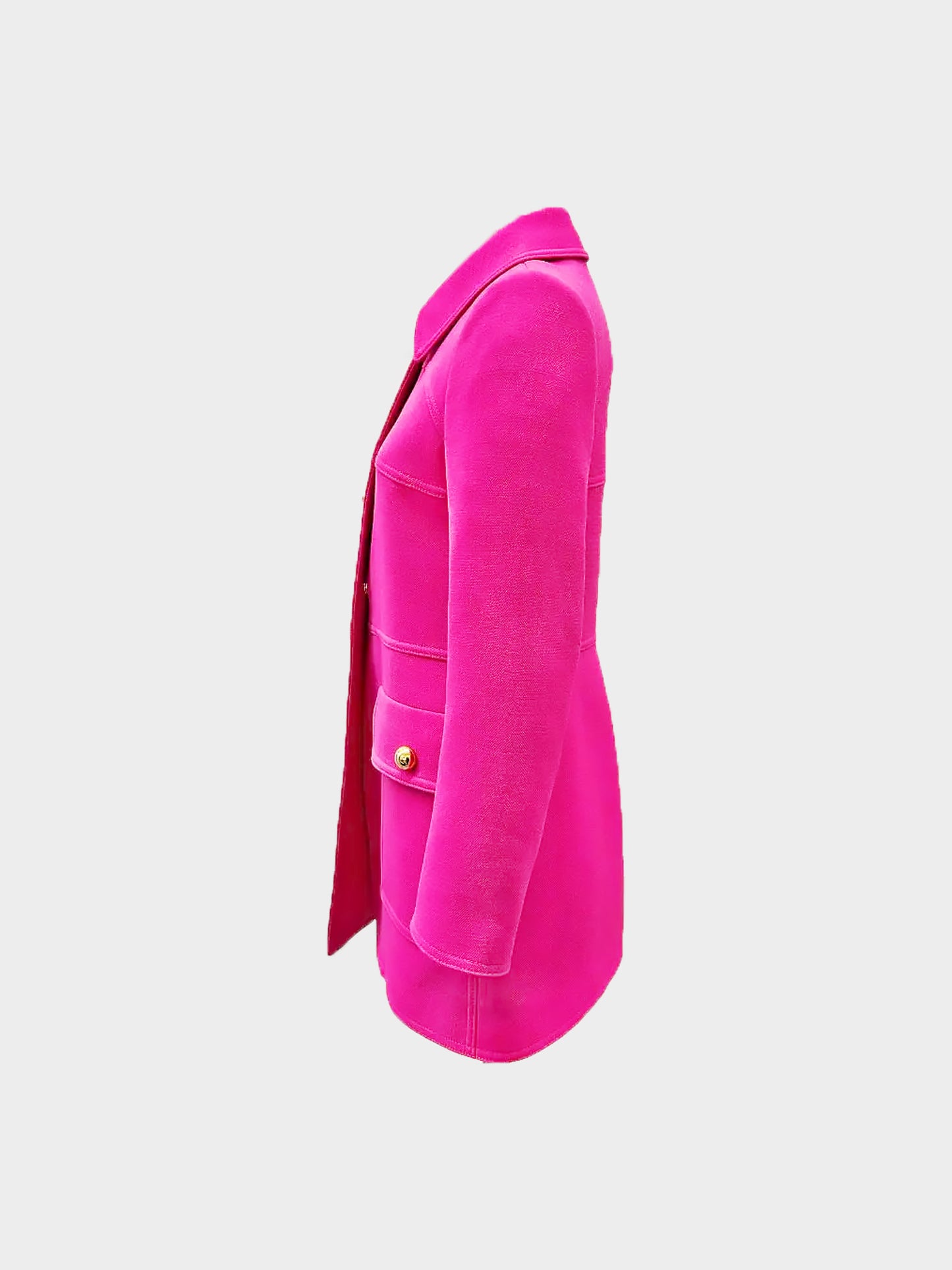 Prada 2014 Hot Pink Wool Coat with Gold Buttons