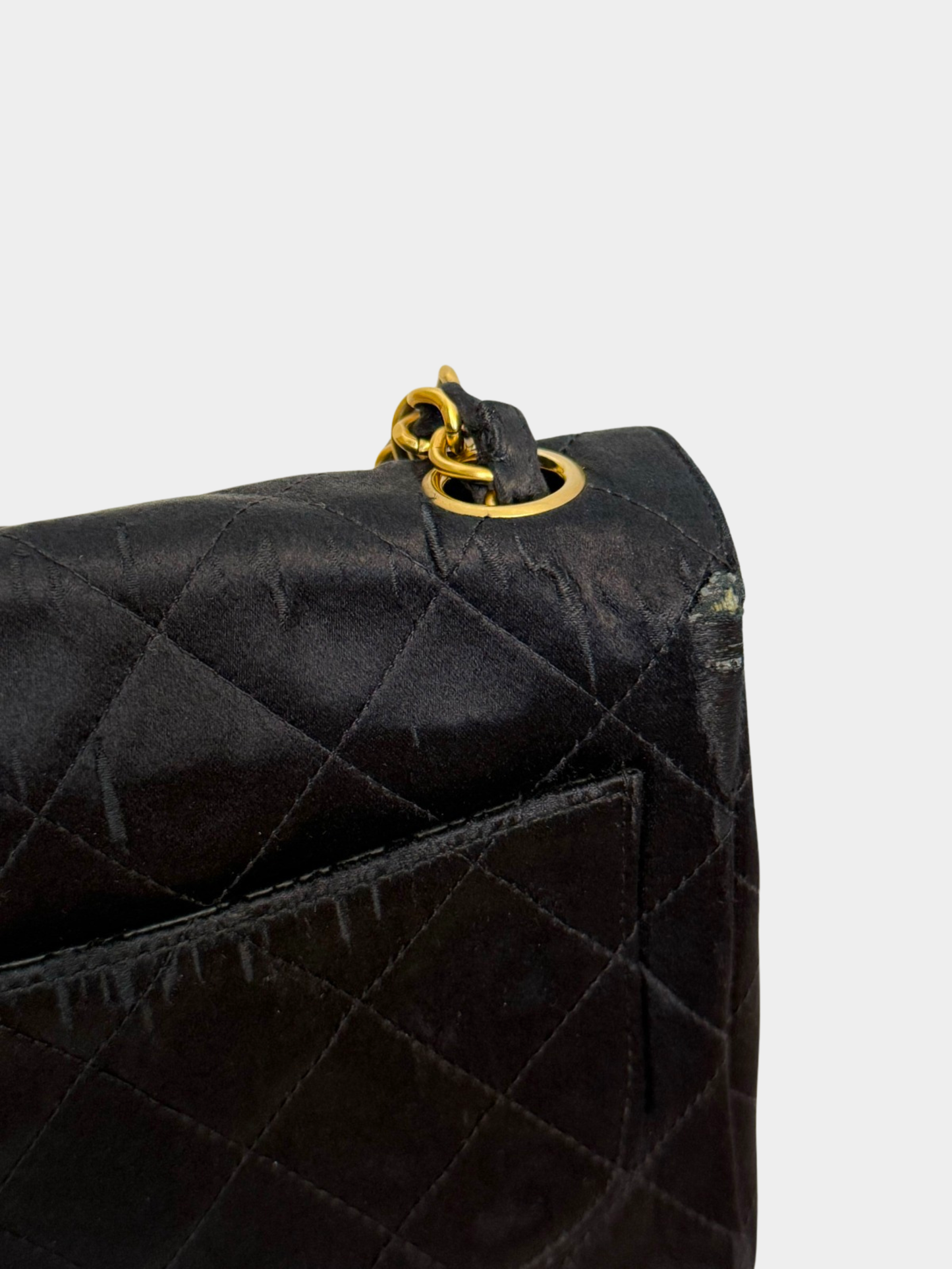 Chanel 1990s Black Satin Mini Classic Flap Bag