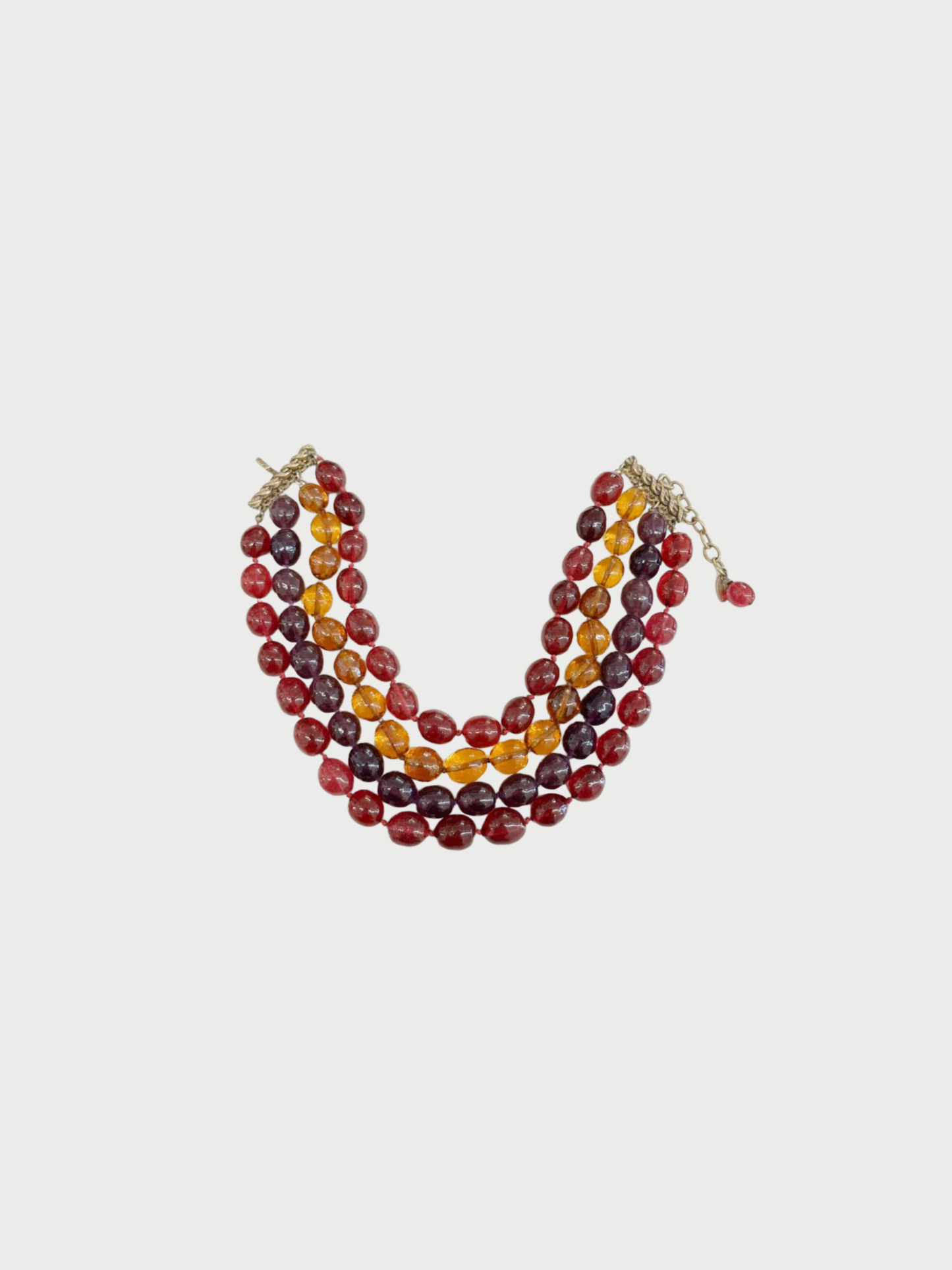 Chanel 1983 Multicolor Gripoix Glass 4 Strand Choker Necklace