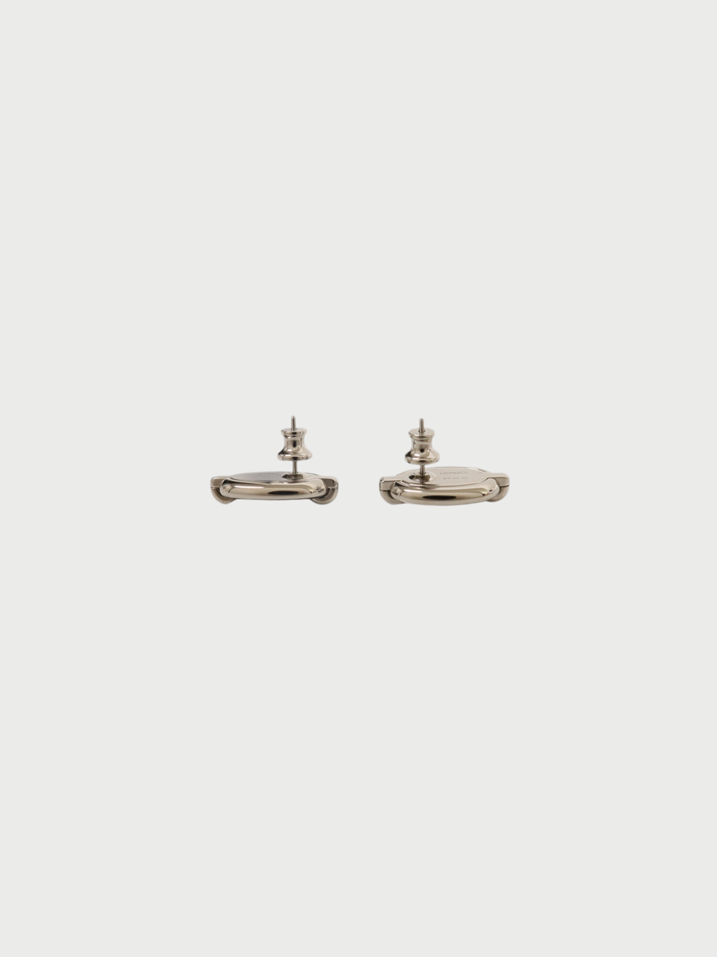 Hermès 2000s Silver Black Plated Metal Mini Maillon Earrings