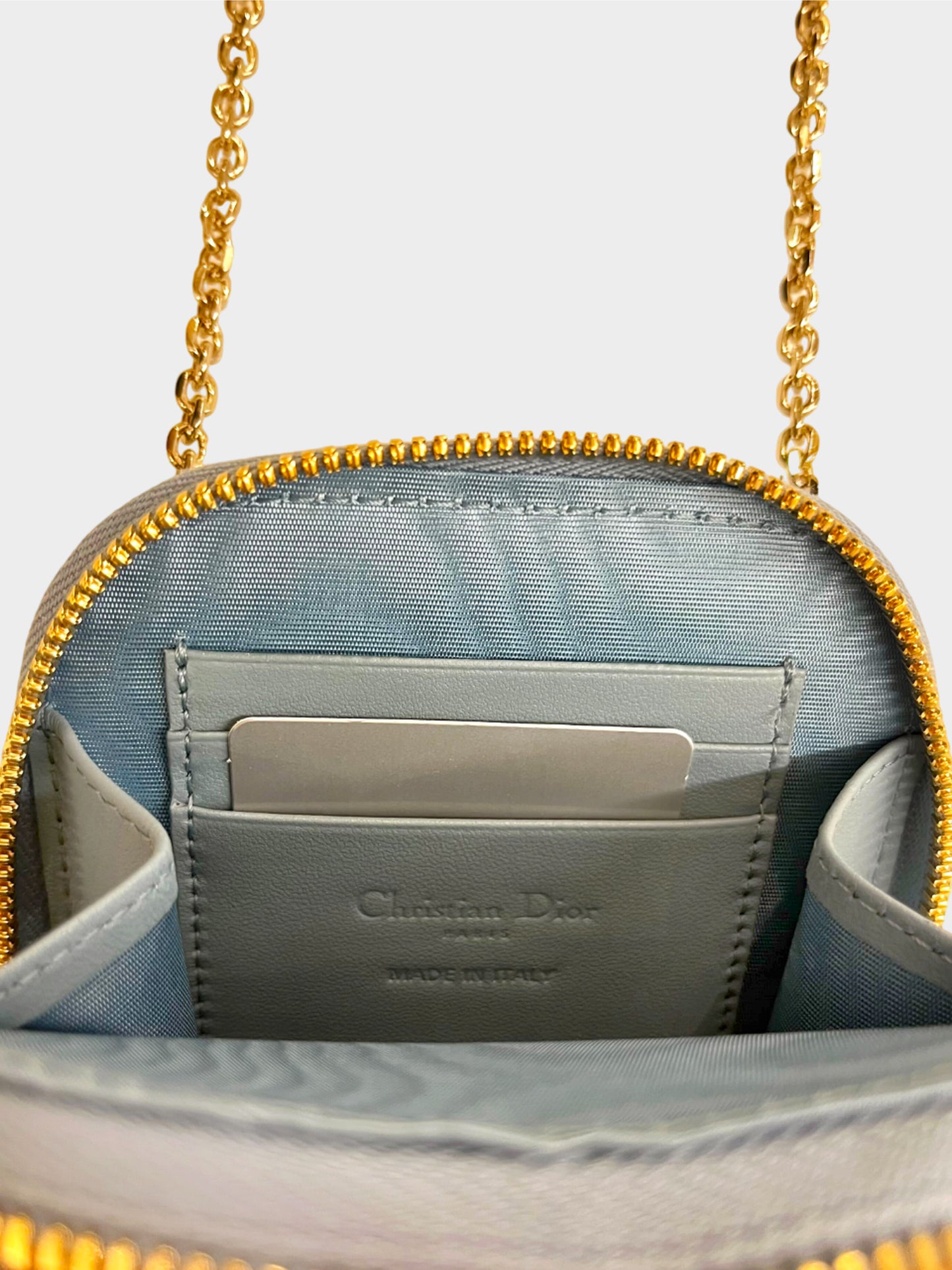 Christian Dior 2022 Blue Patent Leather Lady Dior Phone Holder