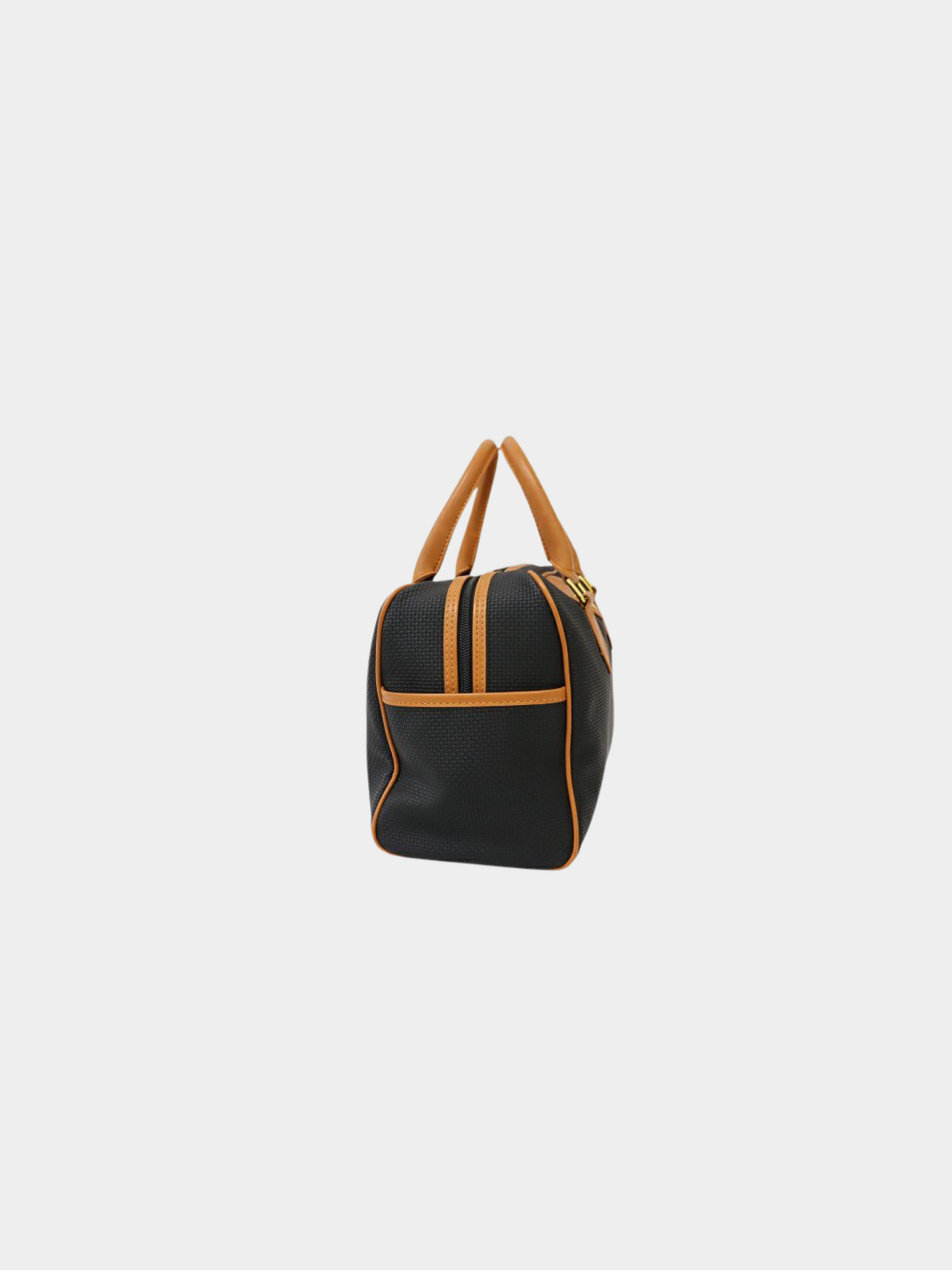 Yves Saint Laurent 1990s Black Brown Logo Hardware Boston Bag
