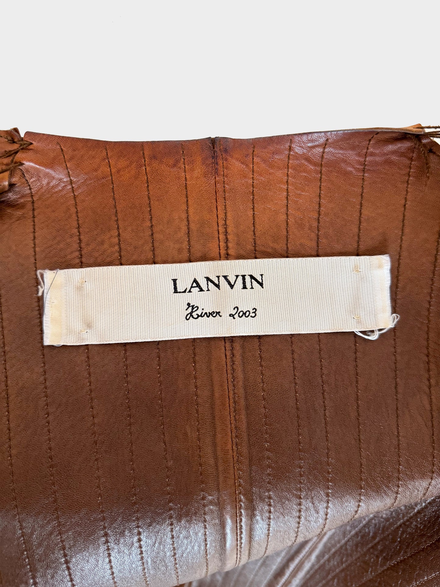 Lanvin 2003 Brown Leather Zip-up Jacket