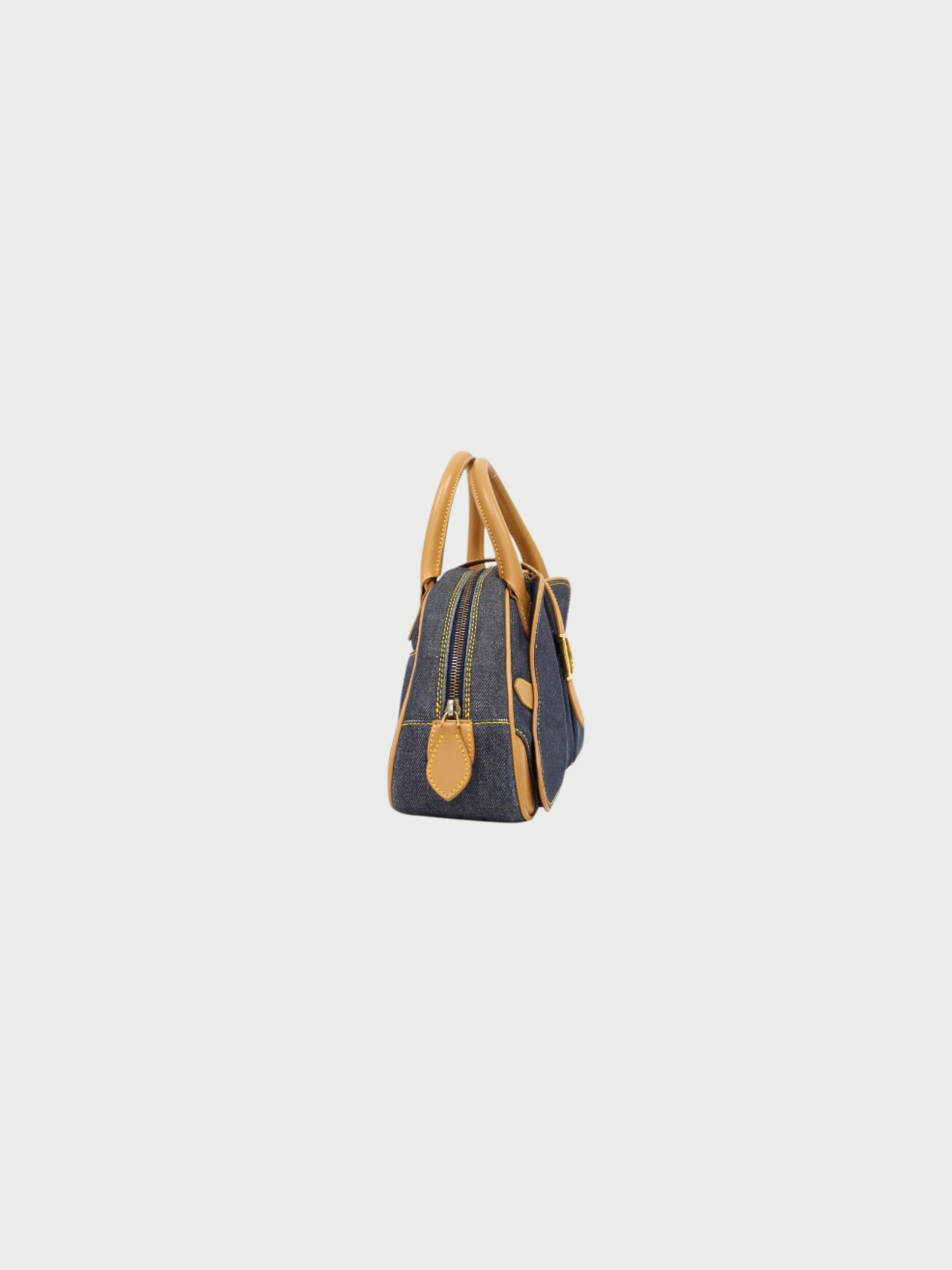 Christian Dior 2000s Indigo Beige Denim Leather Saddle Double Handbag