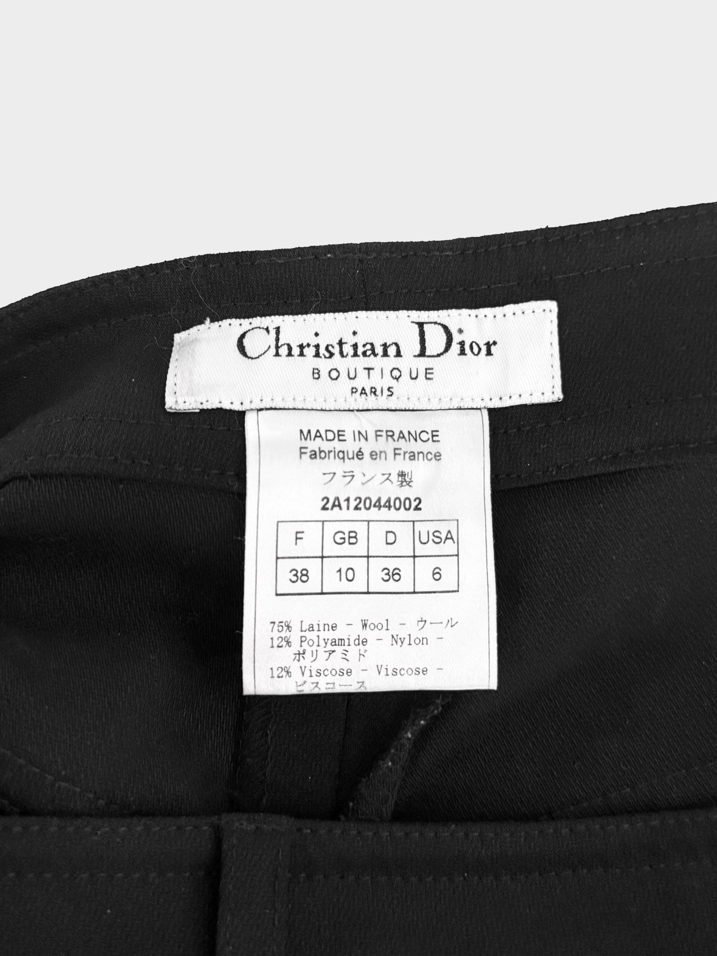 Christian Dior FW 2002 Black Wool Blend Lace-up detail Flared Pants