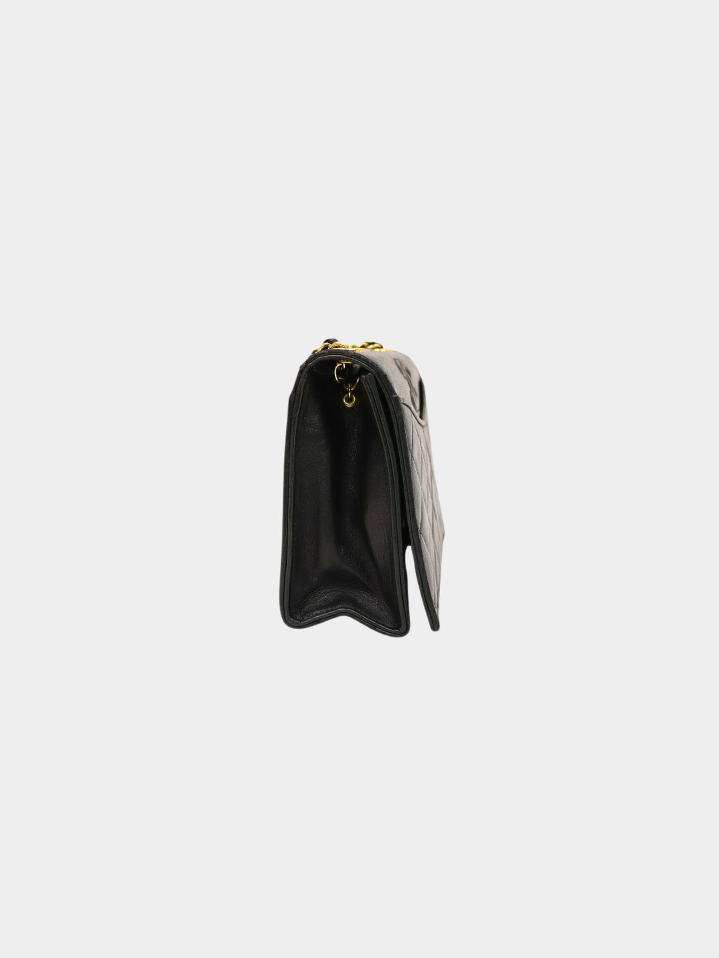 Chanel 1990–1991 Black Lambskin Matelassé Chain Shoulder Bag