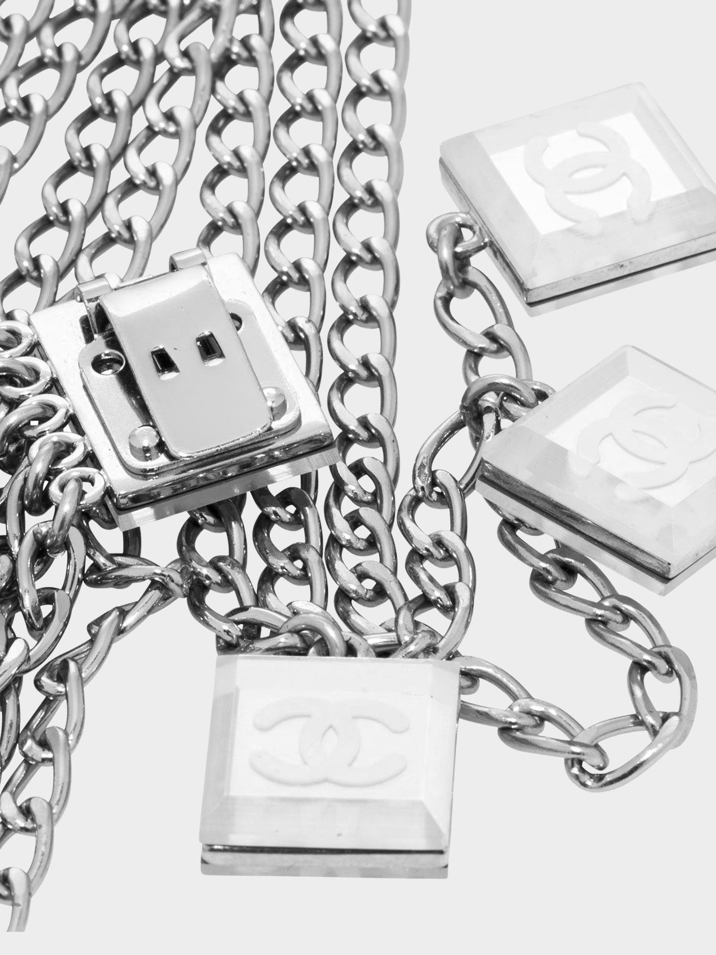 Chanel Cruise 2003 Silver Multistrand Chain Link CC Cip-on Accessory