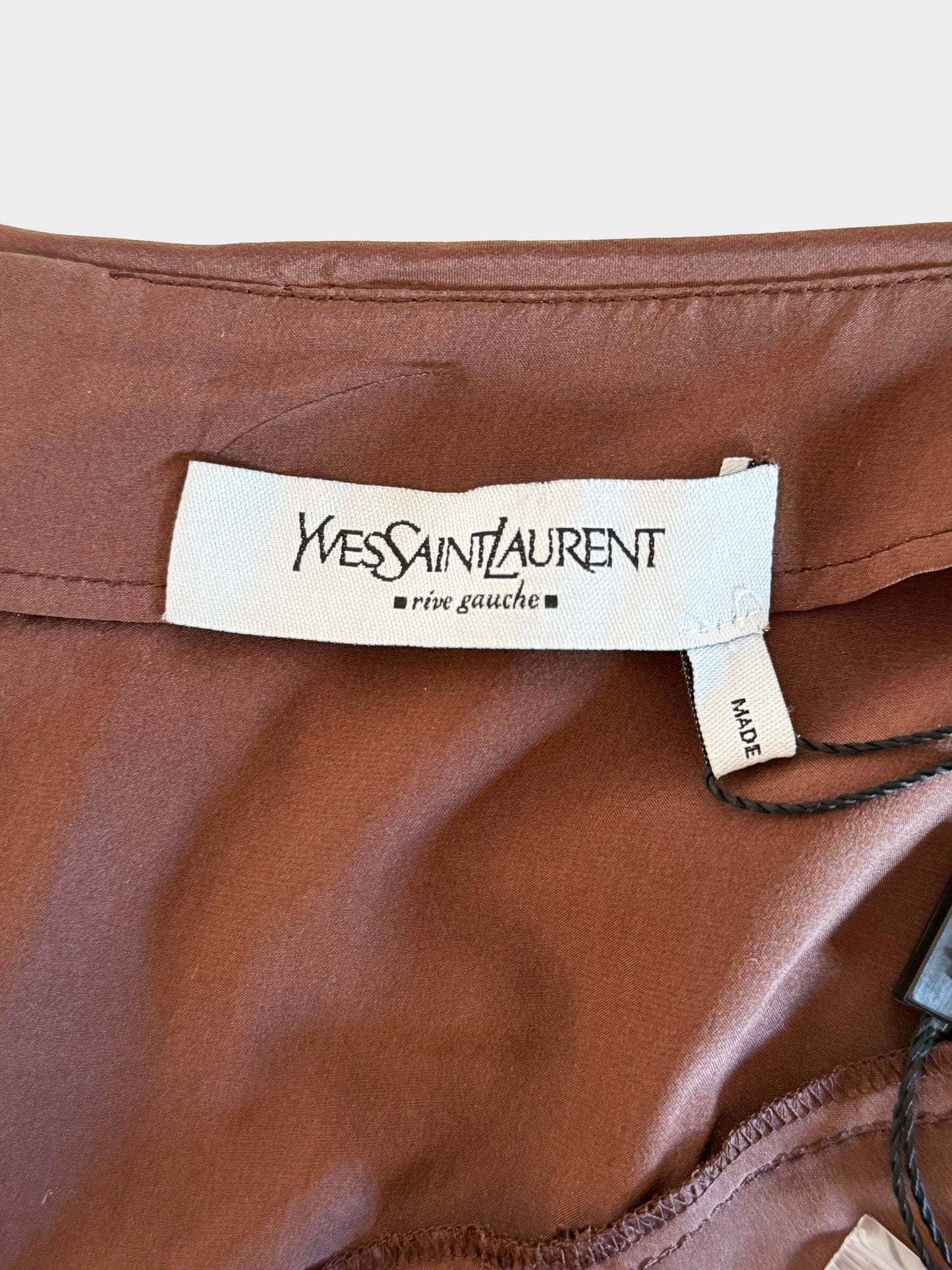 Yves Saint Laurent Rive Gauche SS 2003 Runway Brown Ruffled Silk Skirt